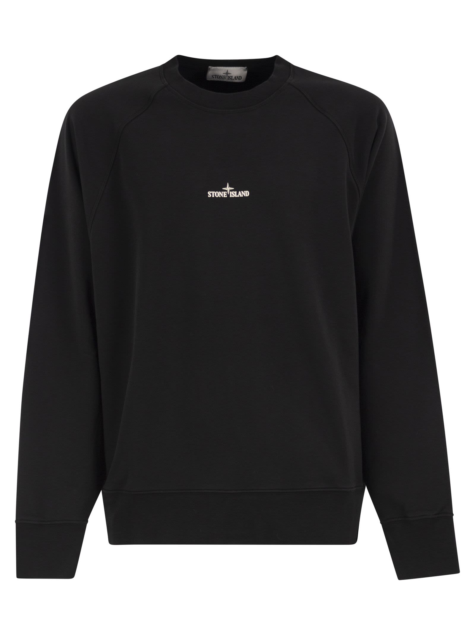Stone Island Men Cotton Crew Neck Sweatshirt With Oversized Compass Back Print STONE ISLAND
