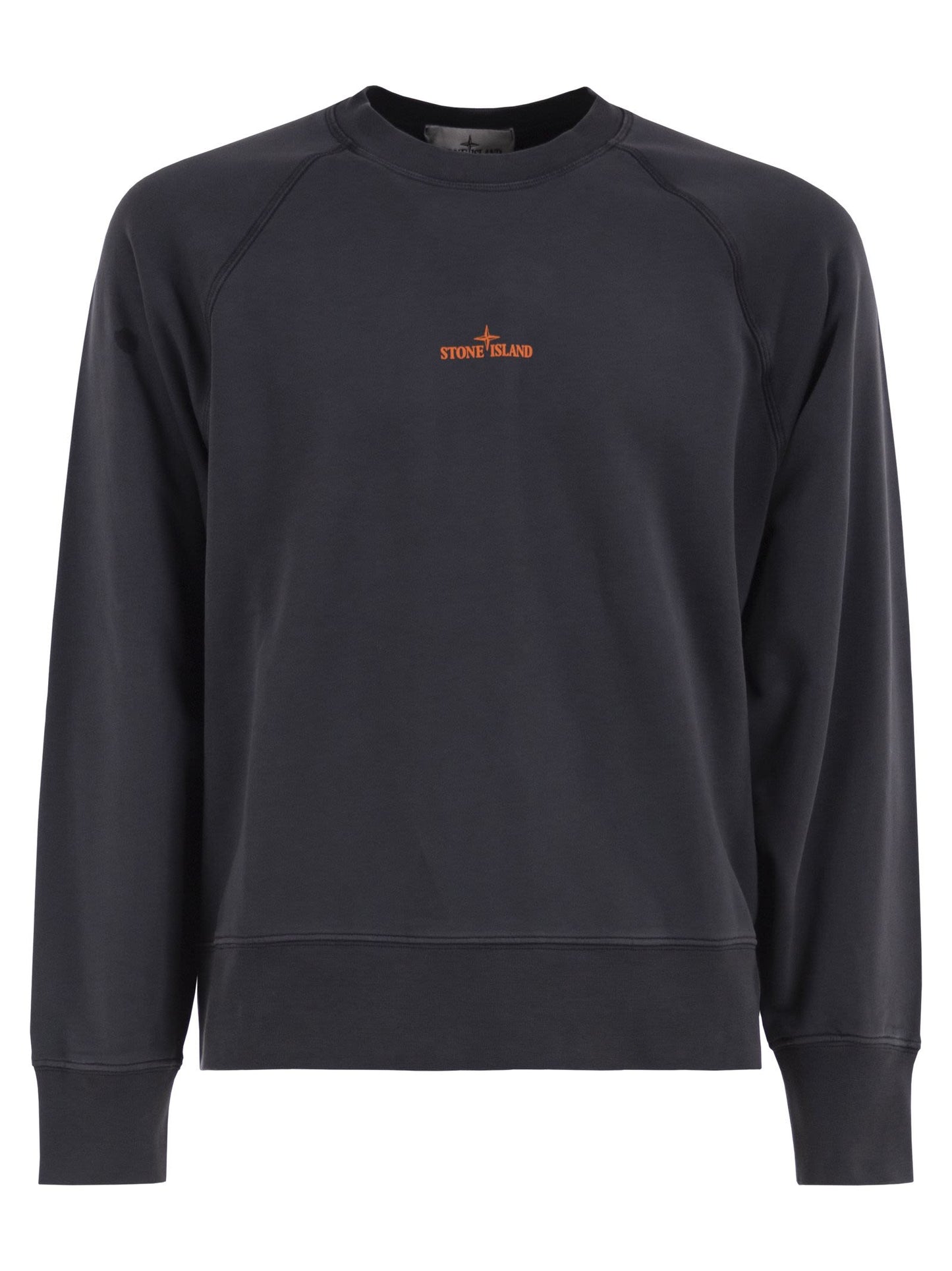 Stone Island Men Cotton Crew Neck Sweatshirt With Oversized Compass Back Print STONE ISLAND