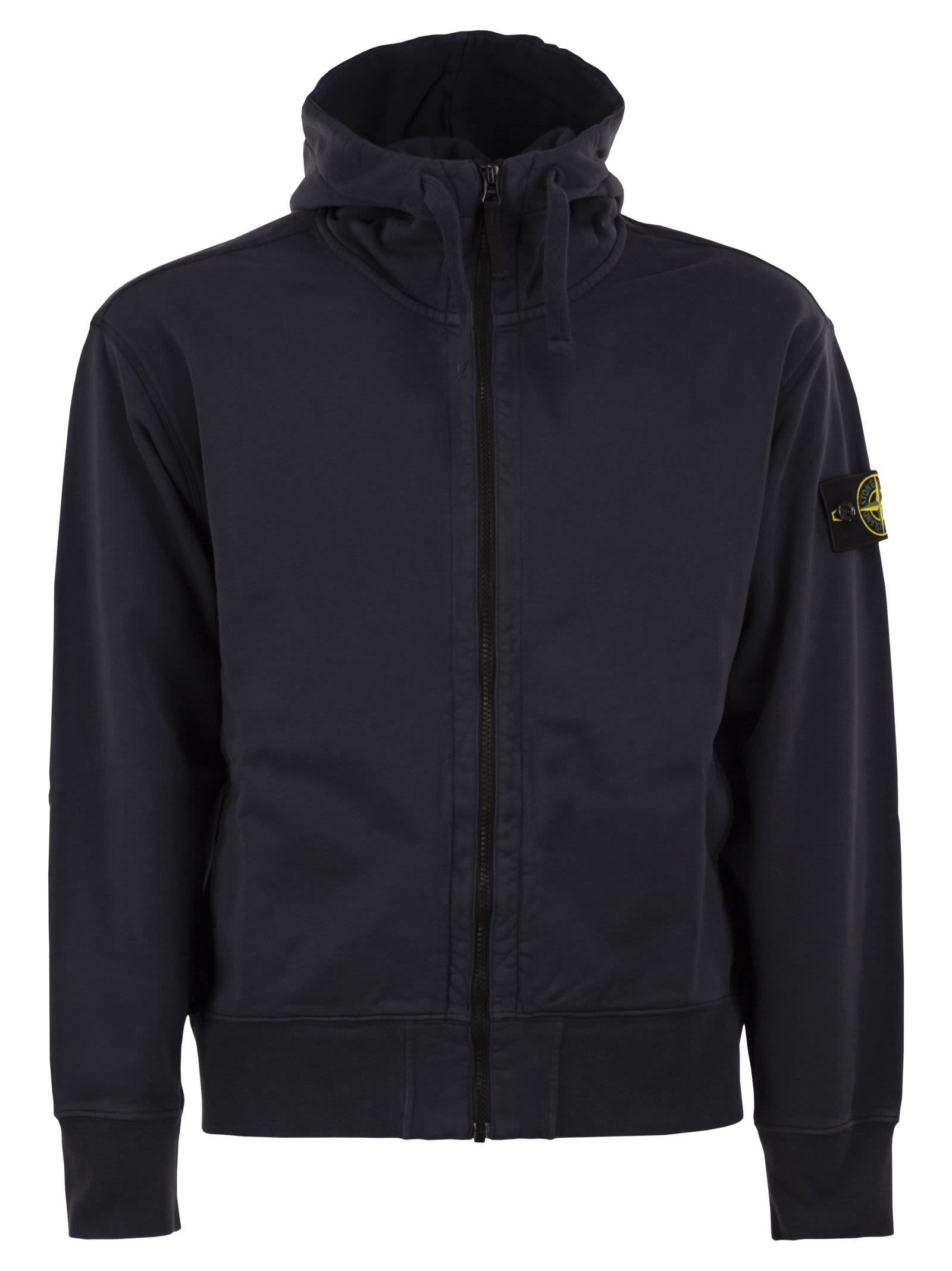 Stone Island Men Cotton Hooded Zip-Up Sweatshirt STONE ISLAND