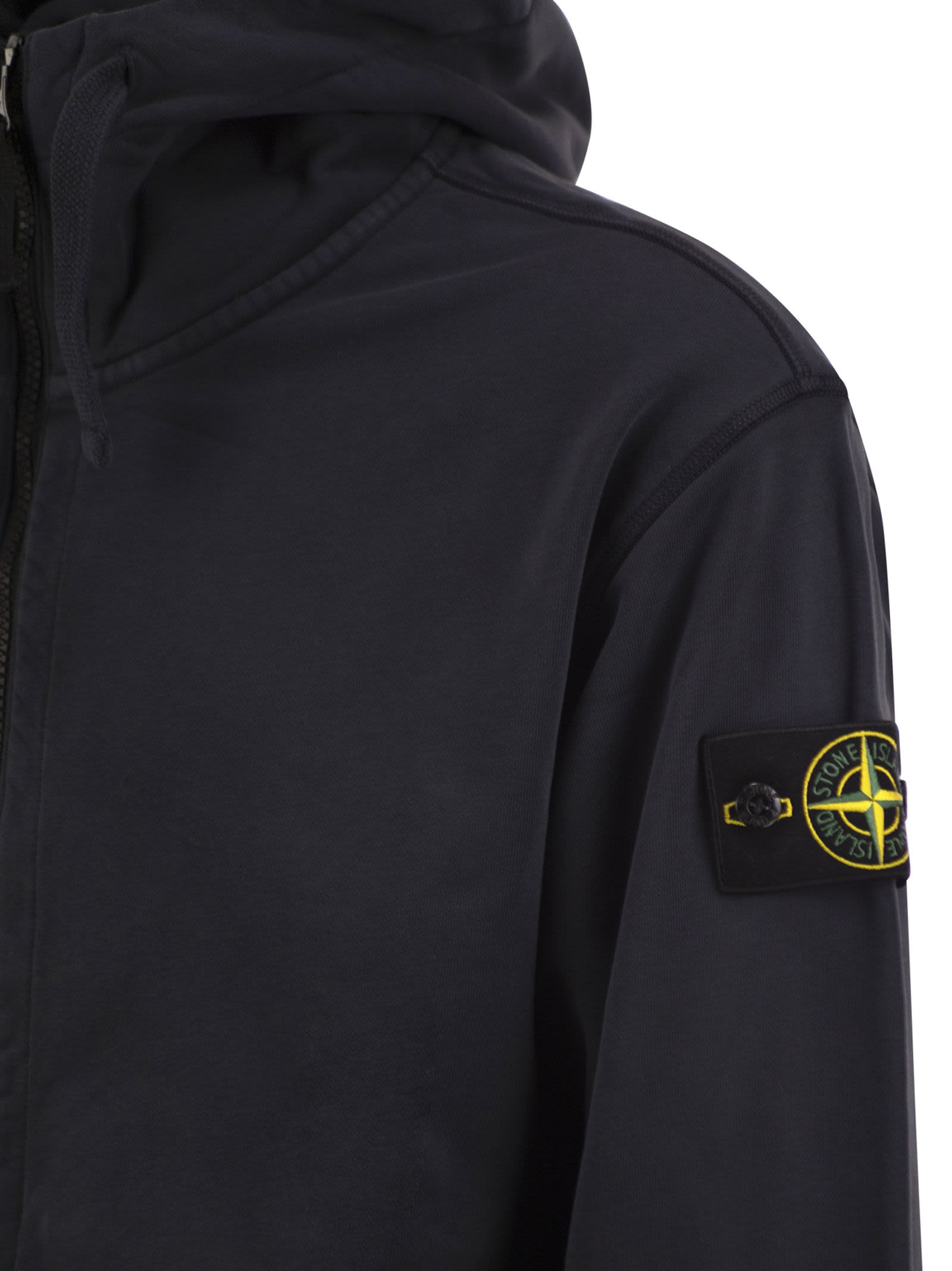 Stone Island Men Cotton Hooded Zip-Up Sweatshirt STONE ISLAND