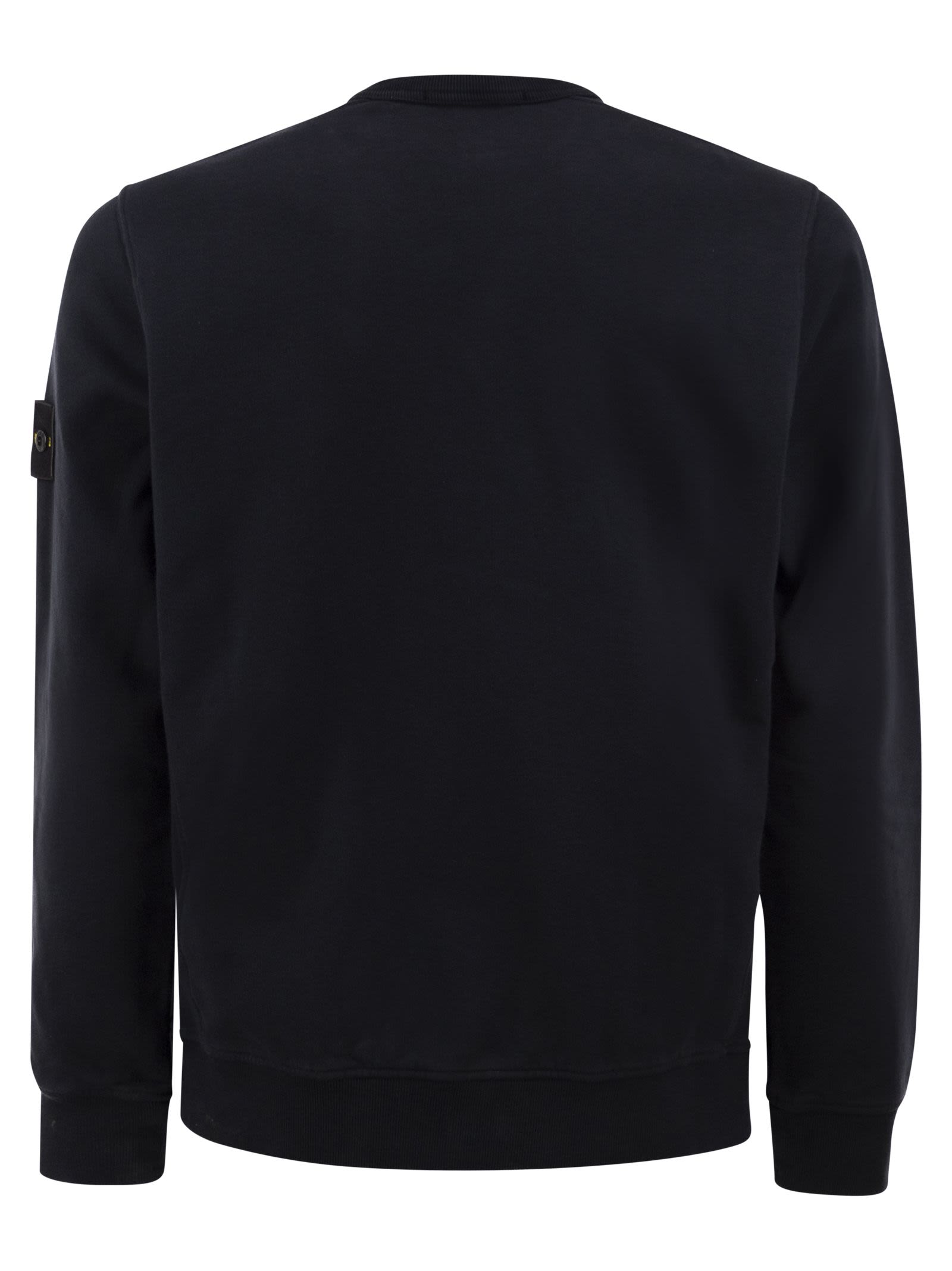 Stone Island Men Cotton Crew Neck Sweatshirt With Compass Badge STONE ISLAND