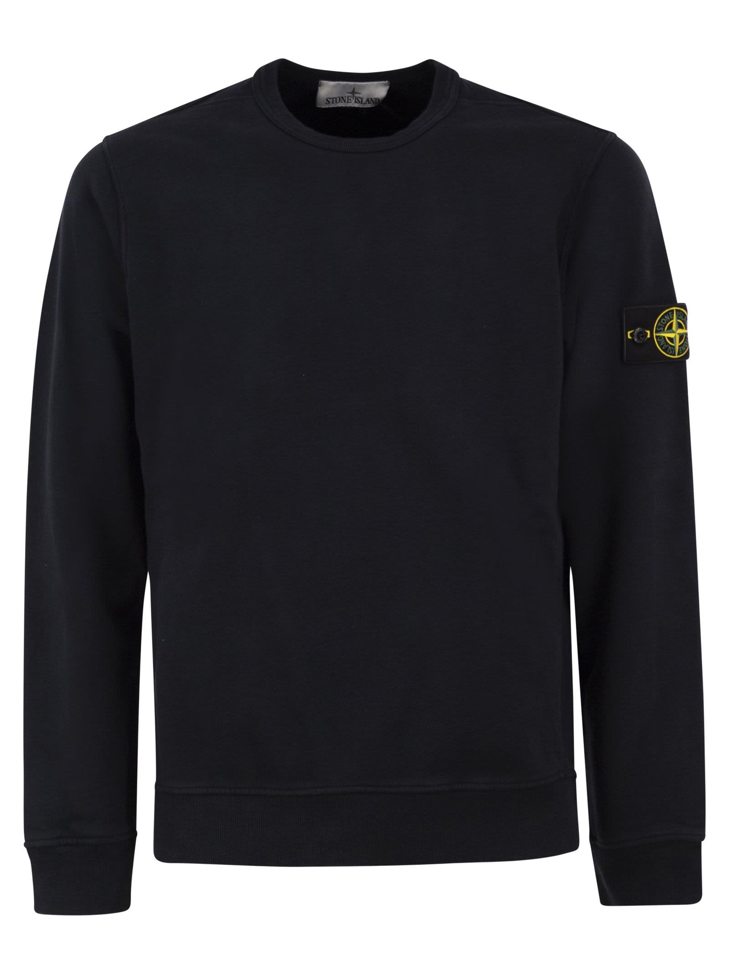Stone Island Men Cotton Crew Neck Sweatshirt With Compass Badge STONE ISLAND