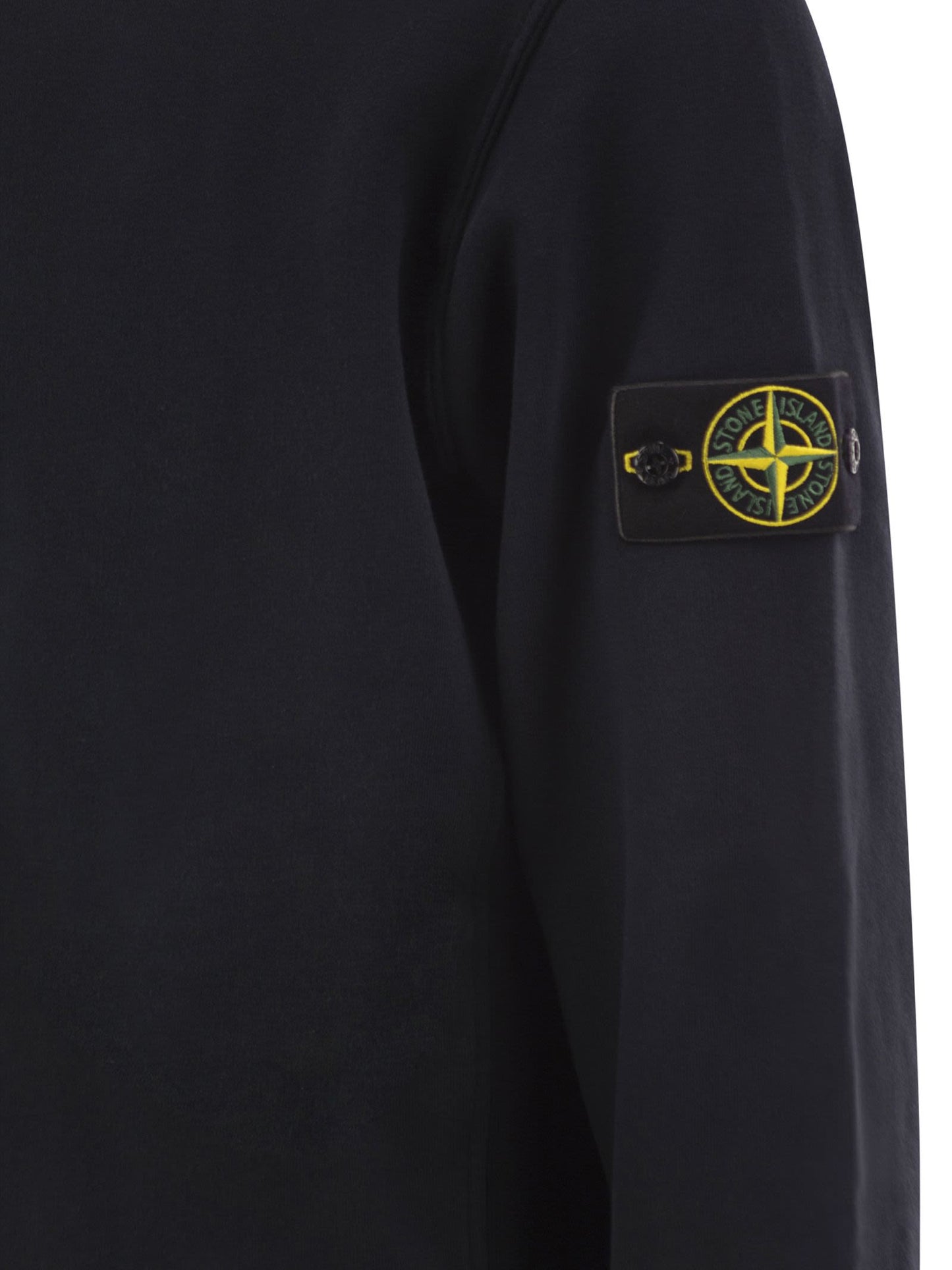 Stone Island Men Cotton Crew Neck Sweatshirt With Compass Badge STONE ISLAND