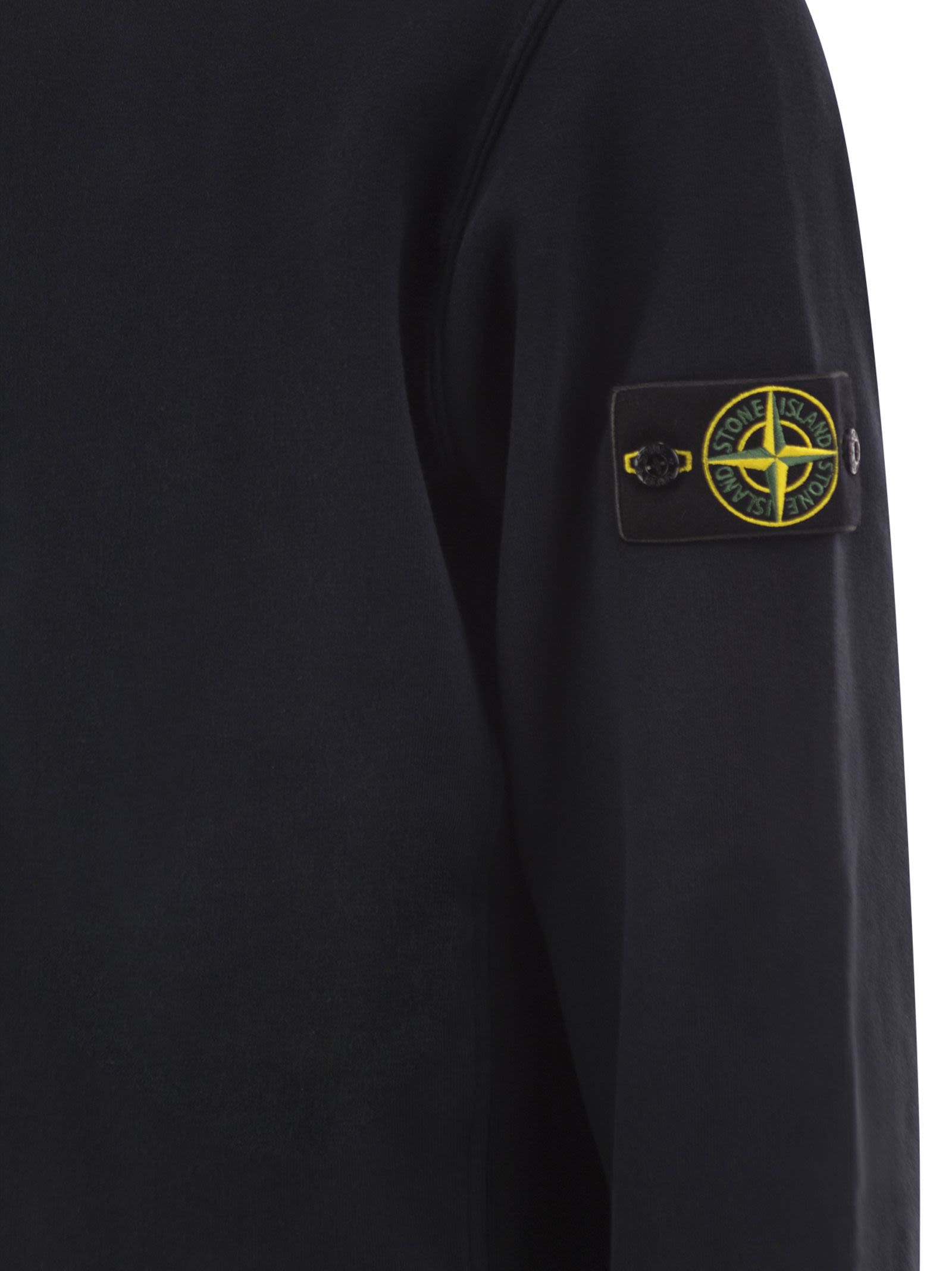 Stone Island Men Cotton Crew Neck Sweatshirt With Compass Badge STONE ISLAND