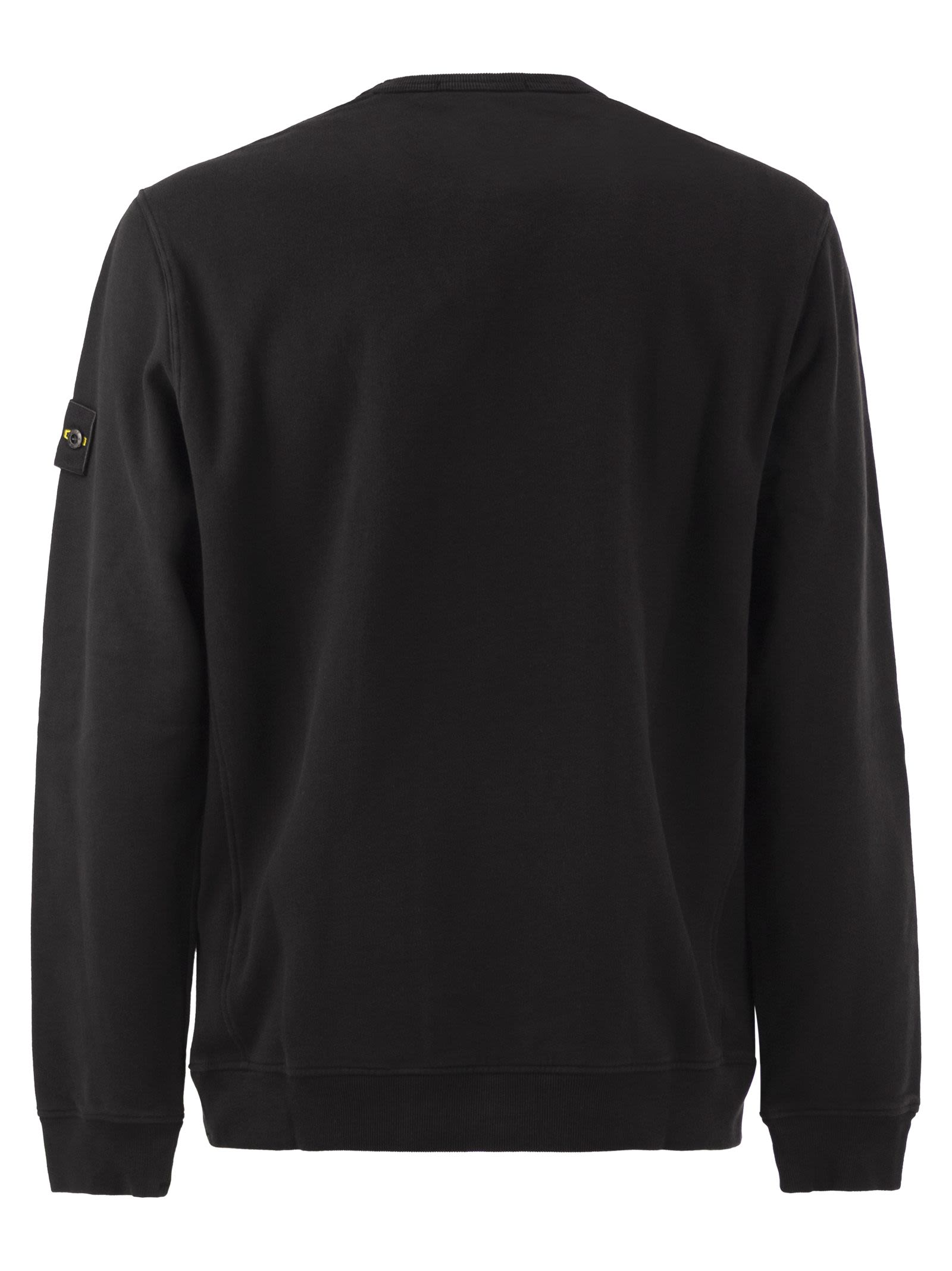 Stone Island Men Cotton Crew Neck Sweatshirt With Compass Badge STONE ISLAND