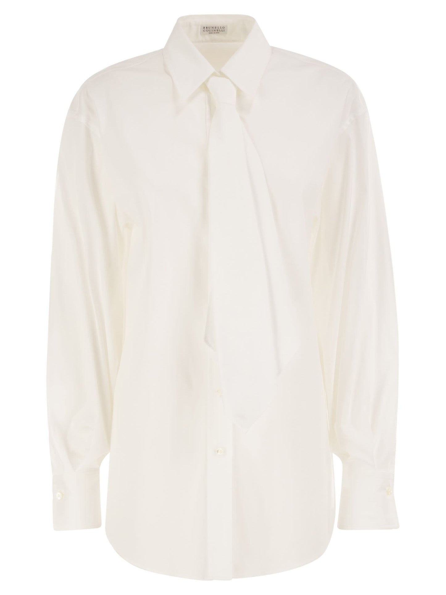 Brunello Cucinelli Women Stretch Cotton Shirt With Tie BRUNELLO CUCINELLI