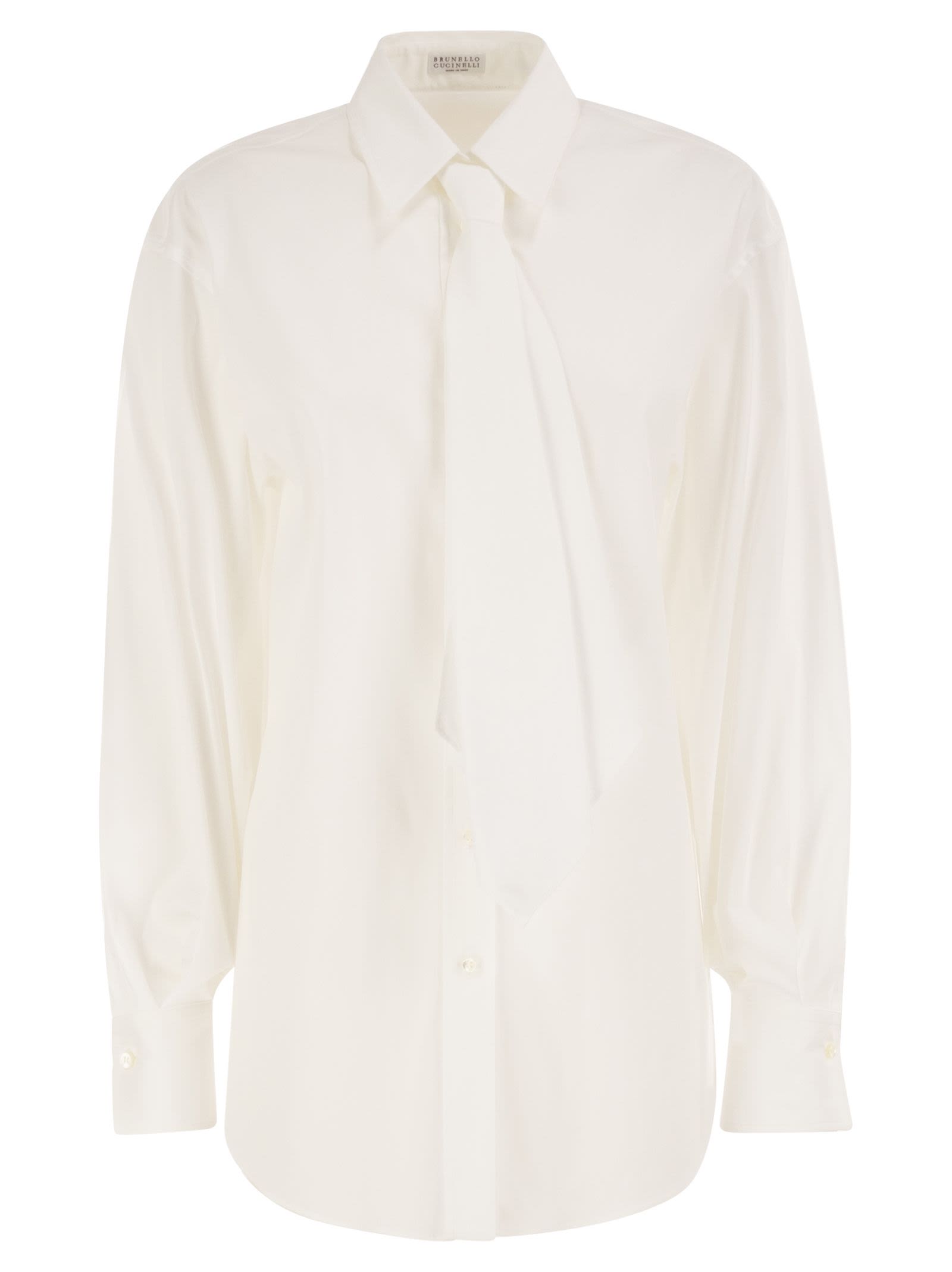 Brunello Cucinelli Women Stretch Cotton Shirt With Tie BRUNELLO CUCINELLI