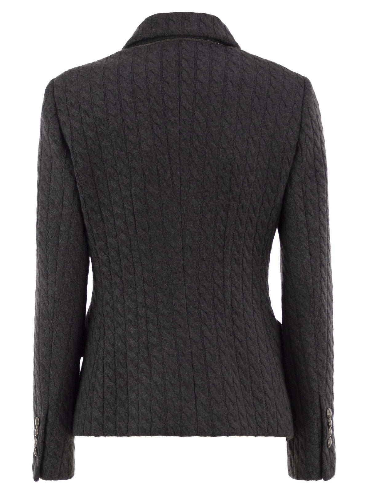 Brunello Cucinelli Women Double-Breasted Cashmere Cable-Knit Blazer BRUNELLO CUCINELLI