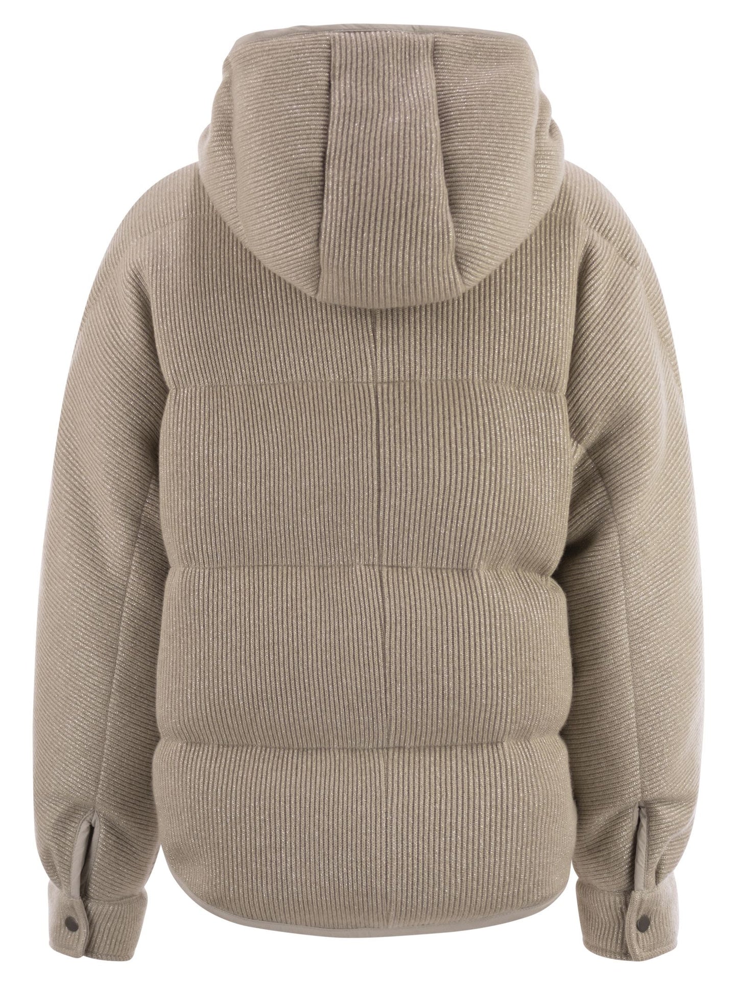 Brunello Cucinelli Women Sparkling English Coast Cashmere Knit Jacket With Hood And Shiny Zip Pull BRUNELLO CUCINELLI