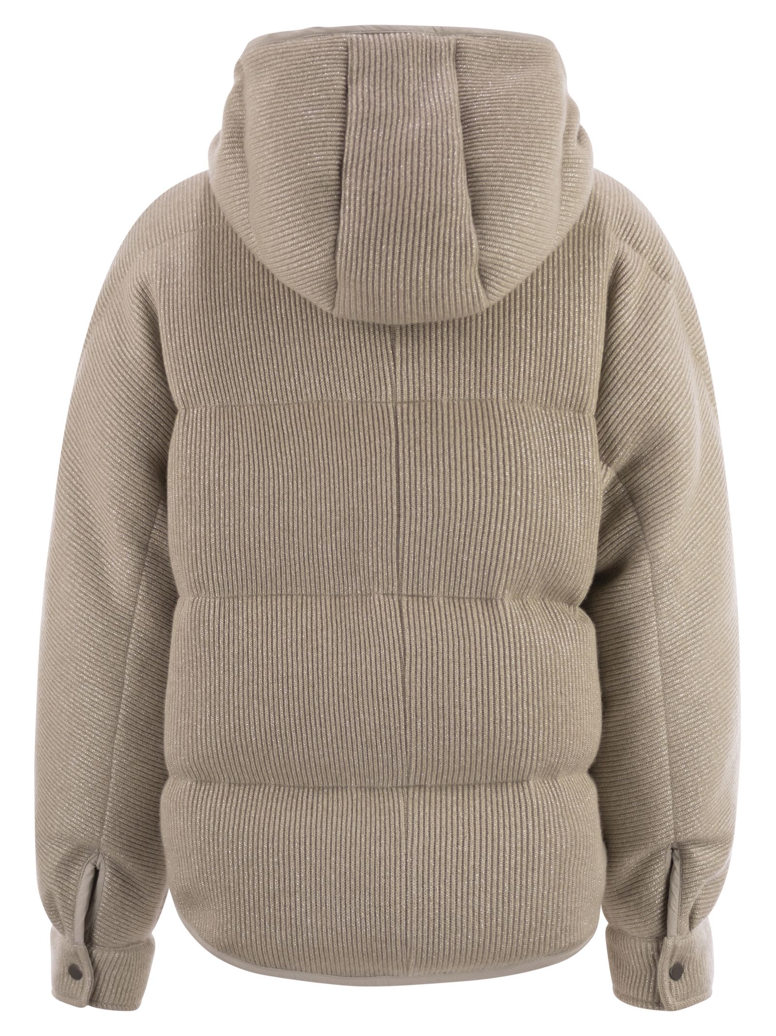 Brunello Cucinelli Women Sparkling English Coast Cashmere Knit Jacket With Hood And Shiny Zip Pull BRUNELLO CUCINELLI