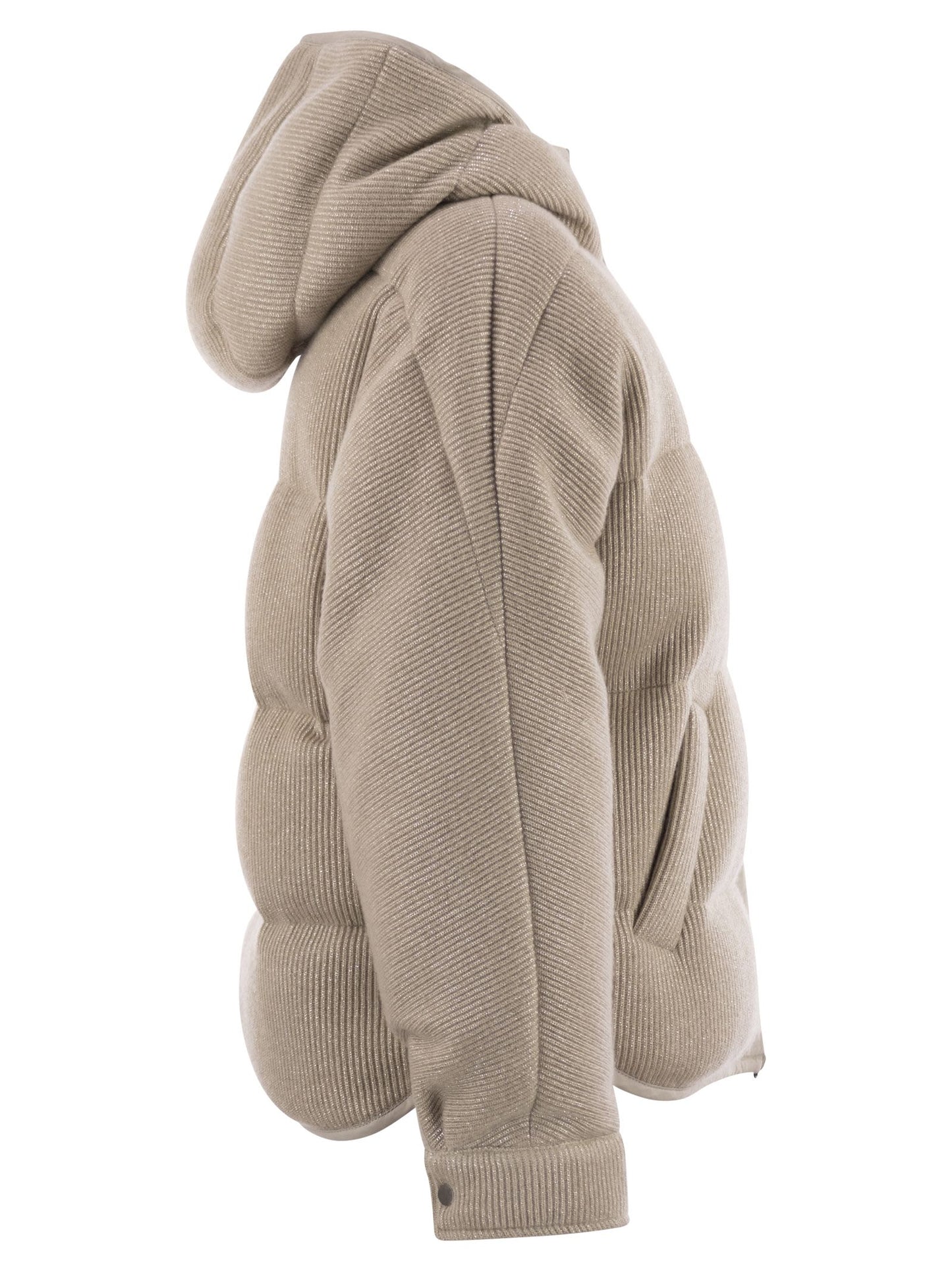 Brunello Cucinelli Women Sparkling English Coast Cashmere Knit Jacket With Hood And Shiny Zip Pull BRUNELLO CUCINELLI