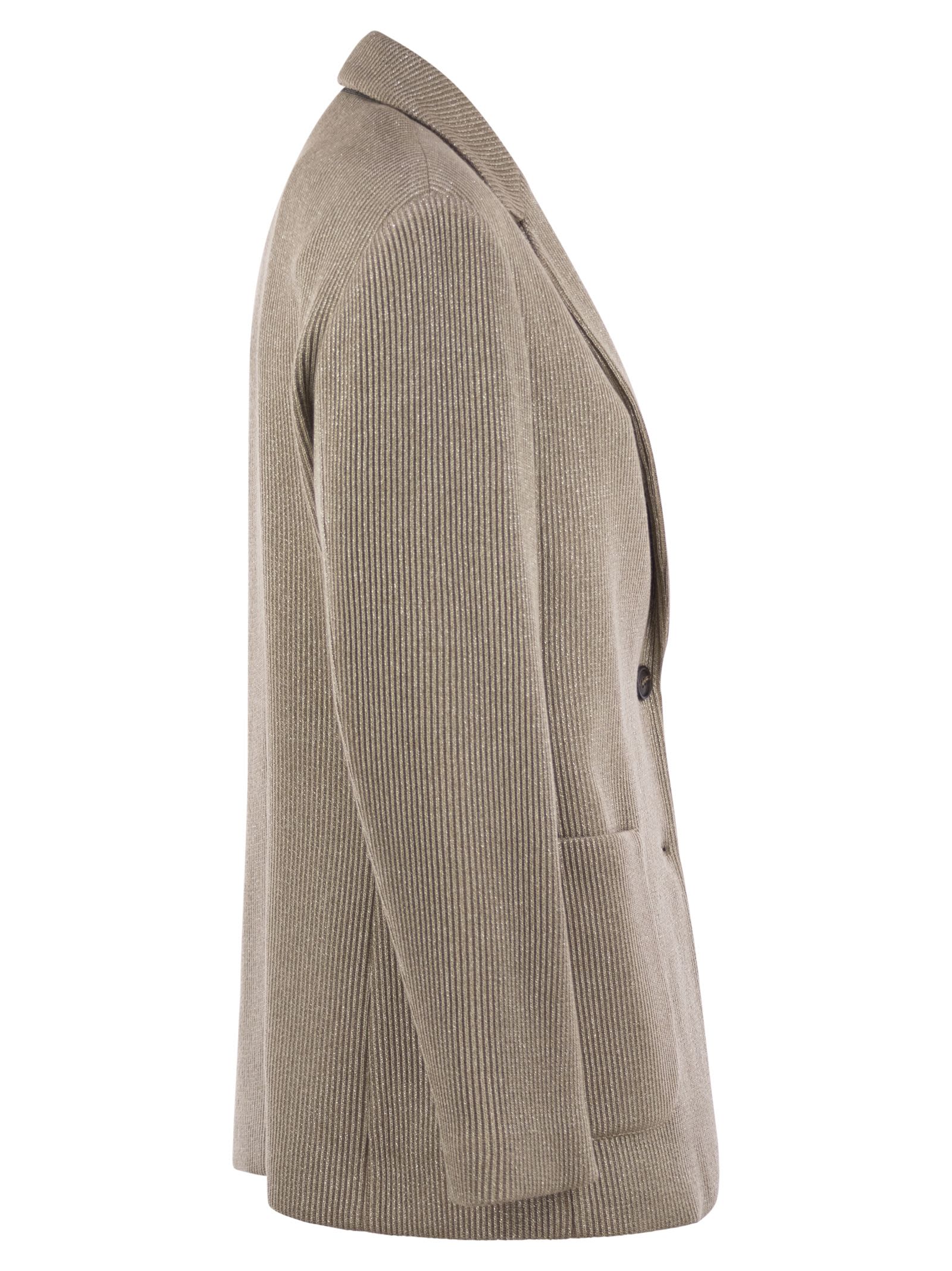 Brunello Cucinelli Women Sparkling English Rib Cotton And Viscose Knitted Jacket With Monili BRUNELLO CUCINELLI