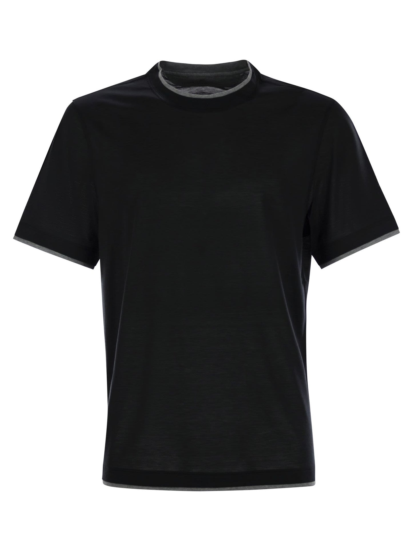 Brunello Cucinelli Men Slim Fit Crew-Neck T-Shirt In Light Silk And Cotton Jersey BRUNELLO CUCINELLI