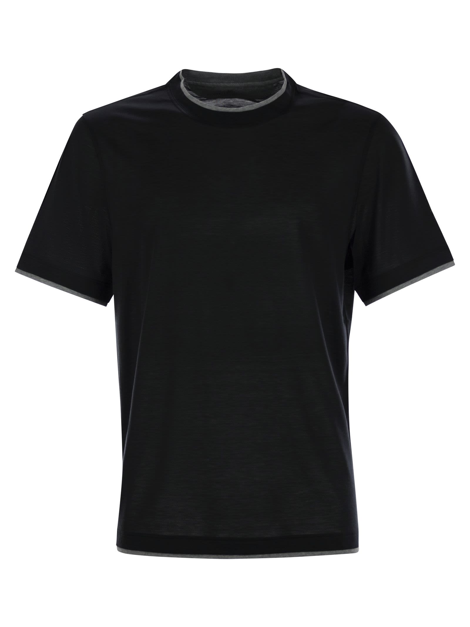 Brunello Cucinelli Men Slim Fit Crew-Neck T-Shirt In Light Silk And Cotton Jersey BRUNELLO CUCINELLI