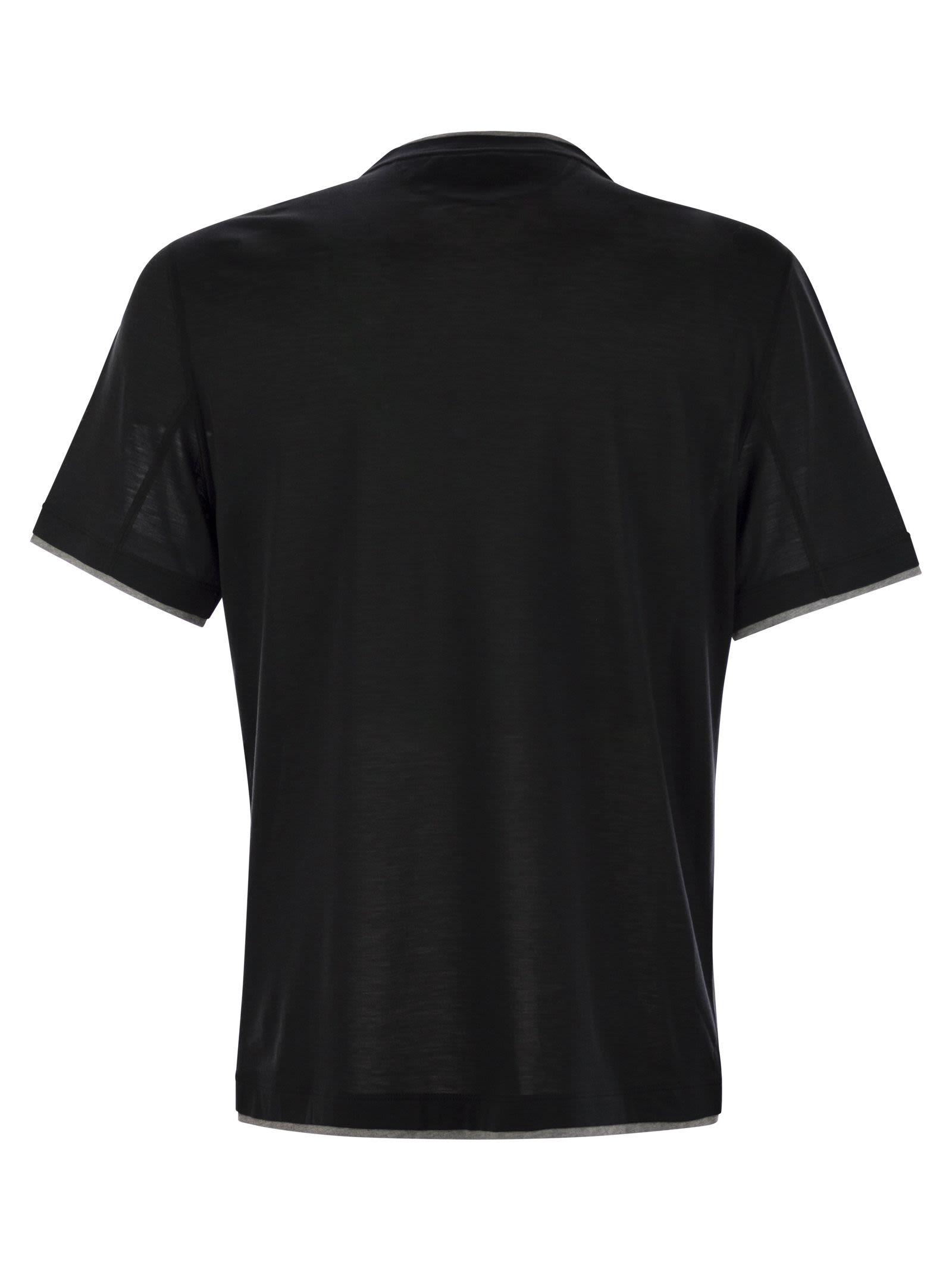 Brunello Cucinelli Men Slim Fit Crew-Neck T-Shirt In Light Silk And Cotton Jersey BRUNELLO CUCINELLI