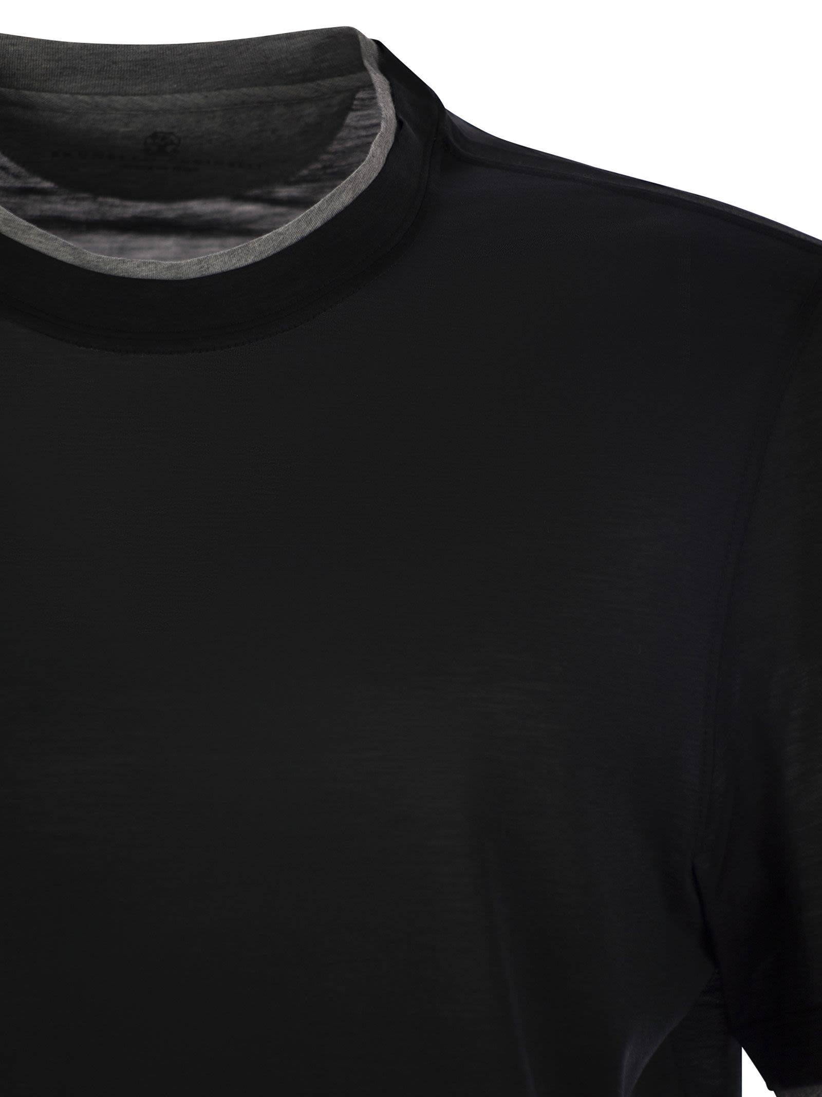 Brunello Cucinelli Men Slim Fit Crew-Neck T-Shirt In Light Silk And Cotton Jersey BRUNELLO CUCINELLI
