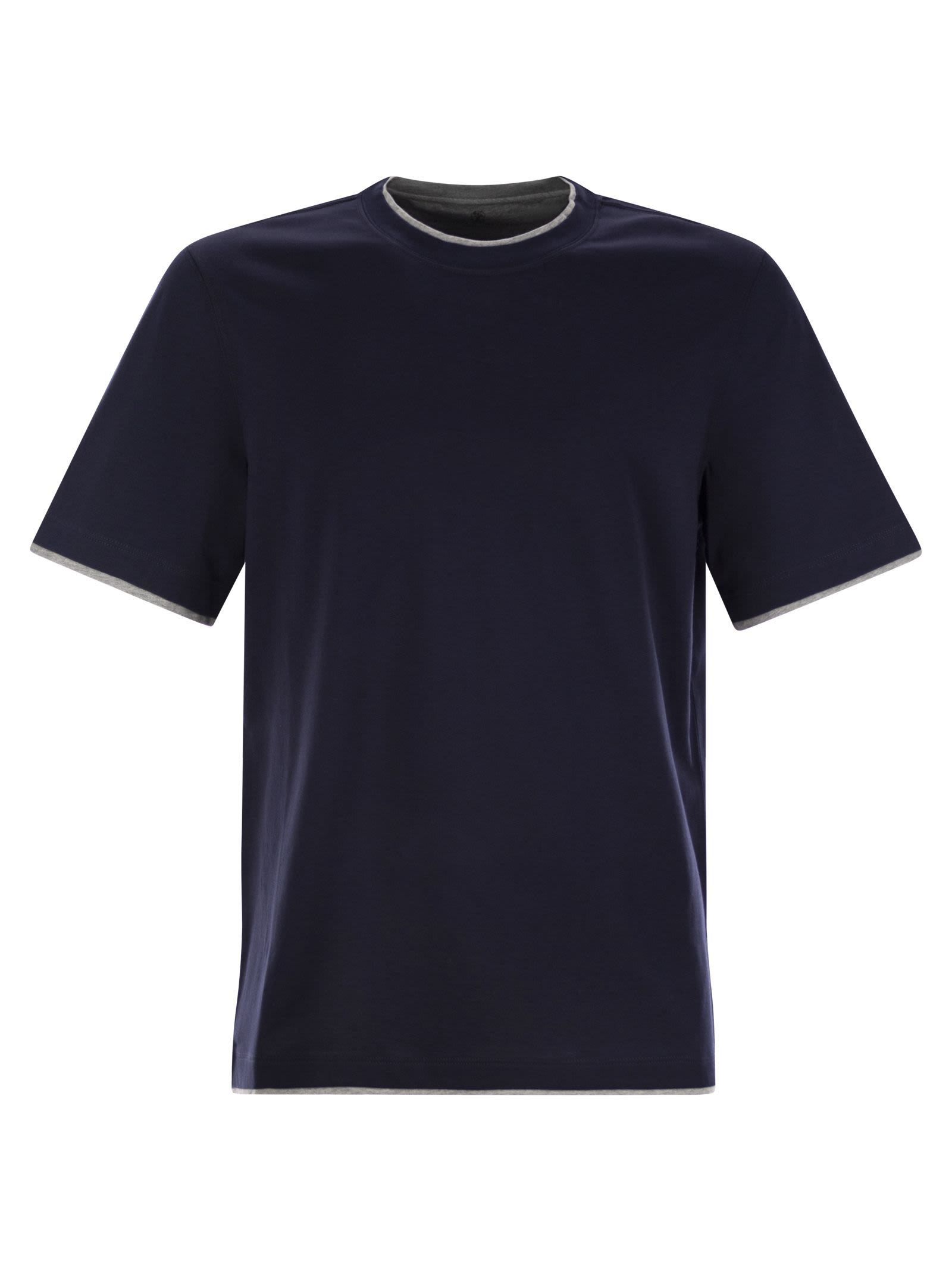 Brunello Cucinelli Men Slim Fit Crew-Neck T-Shirt In Lightweight Cotton Jersey BRUNELLO CUCINELLI