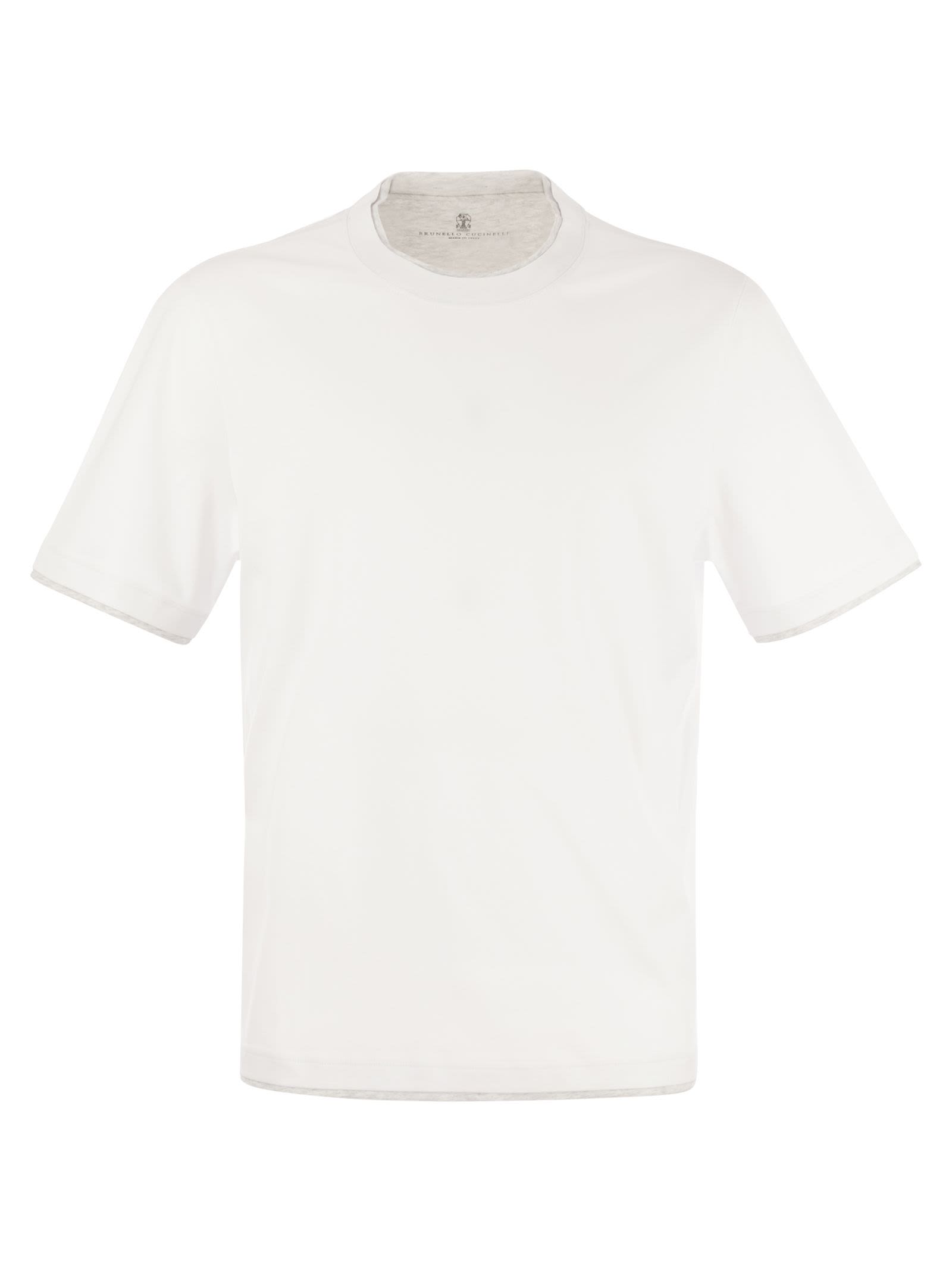 Brunello Cucinelli Men Slim Fit Crew-Neck T-Shirt In Lightweight Cotton Jersey BRUNELLO CUCINELLI