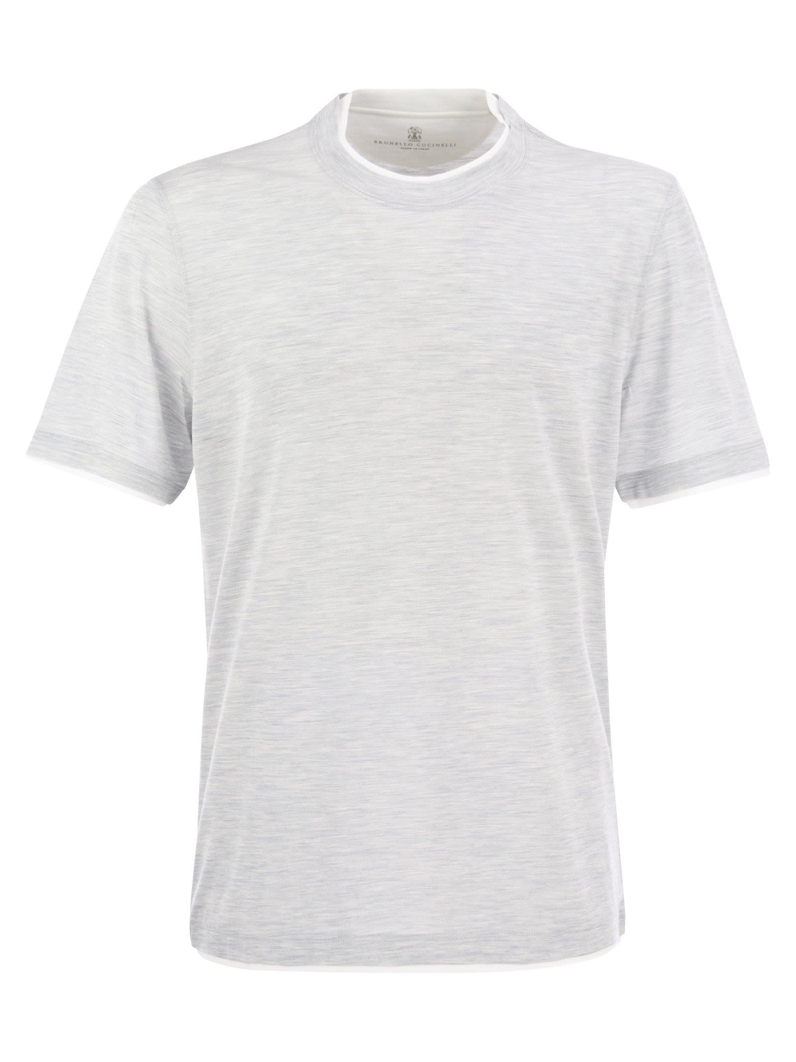 Brunello Cucinelli Men Slim Fit Crew-Neck T-Shirt In Lightweight Cotton Jersey BRUNELLO CUCINELLI