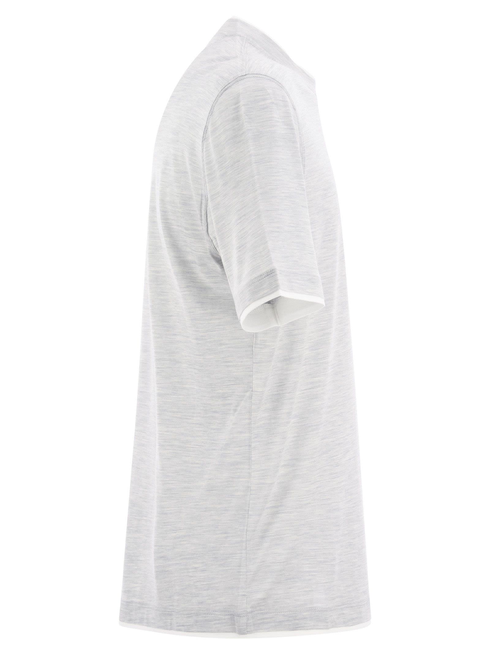 Brunello Cucinelli Men Slim Fit Crew-Neck T-Shirt In Lightweight Cotton Jersey BRUNELLO CUCINELLI