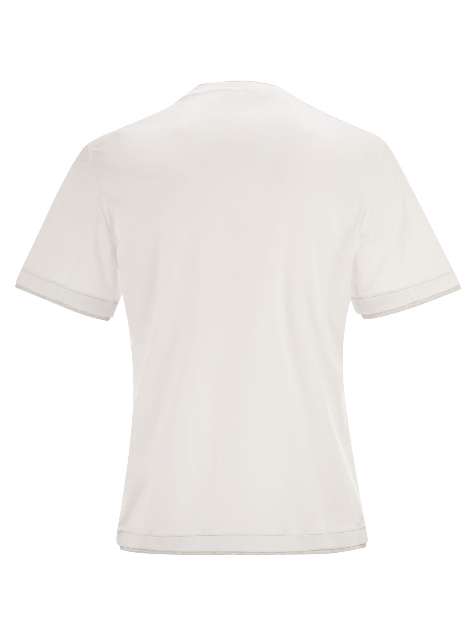 Brunello Cucinelli Men Cotton Jersey Crew Neck T-Shirt With Logo And Faux Layering BRUNELLO CUCINELLI