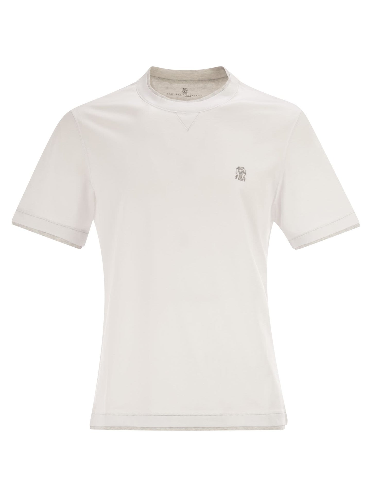 Brunello Cucinelli Men Cotton Jersey Crew Neck T-Shirt With Logo And Faux Layering BRUNELLO CUCINELLI