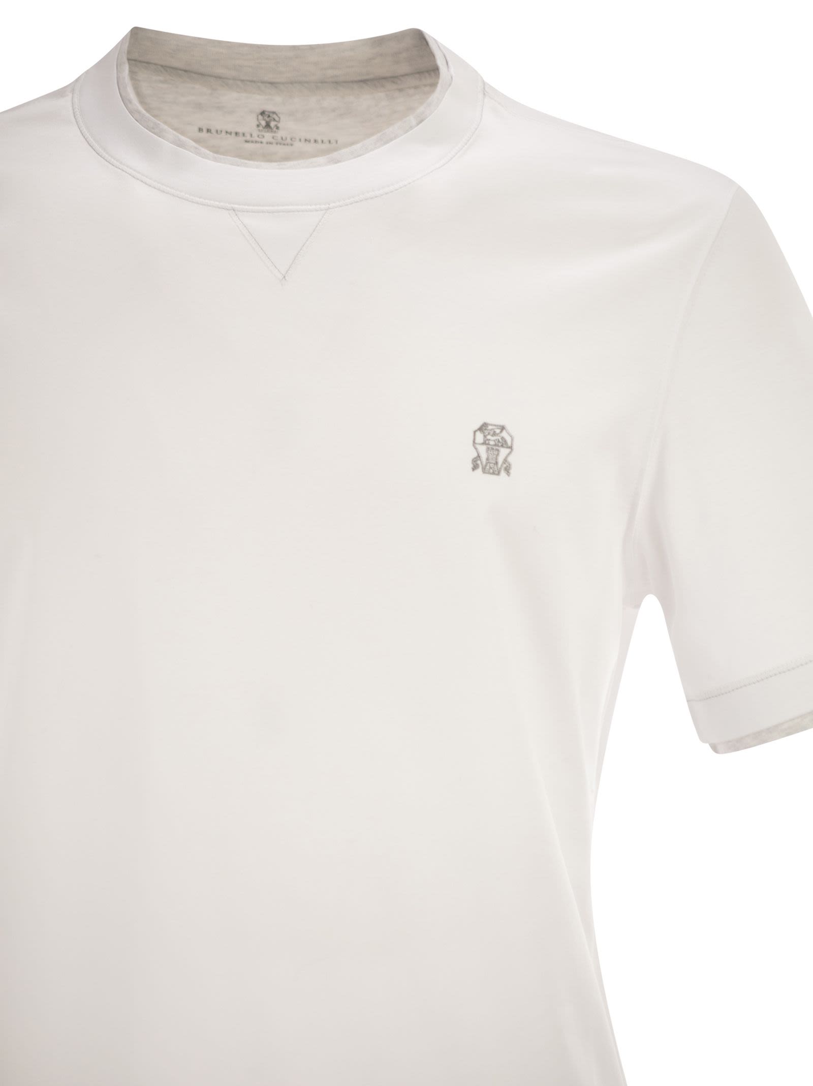 Brunello Cucinelli Men Cotton Jersey Crew Neck T-Shirt With Logo And Faux Layering BRUNELLO CUCINELLI
