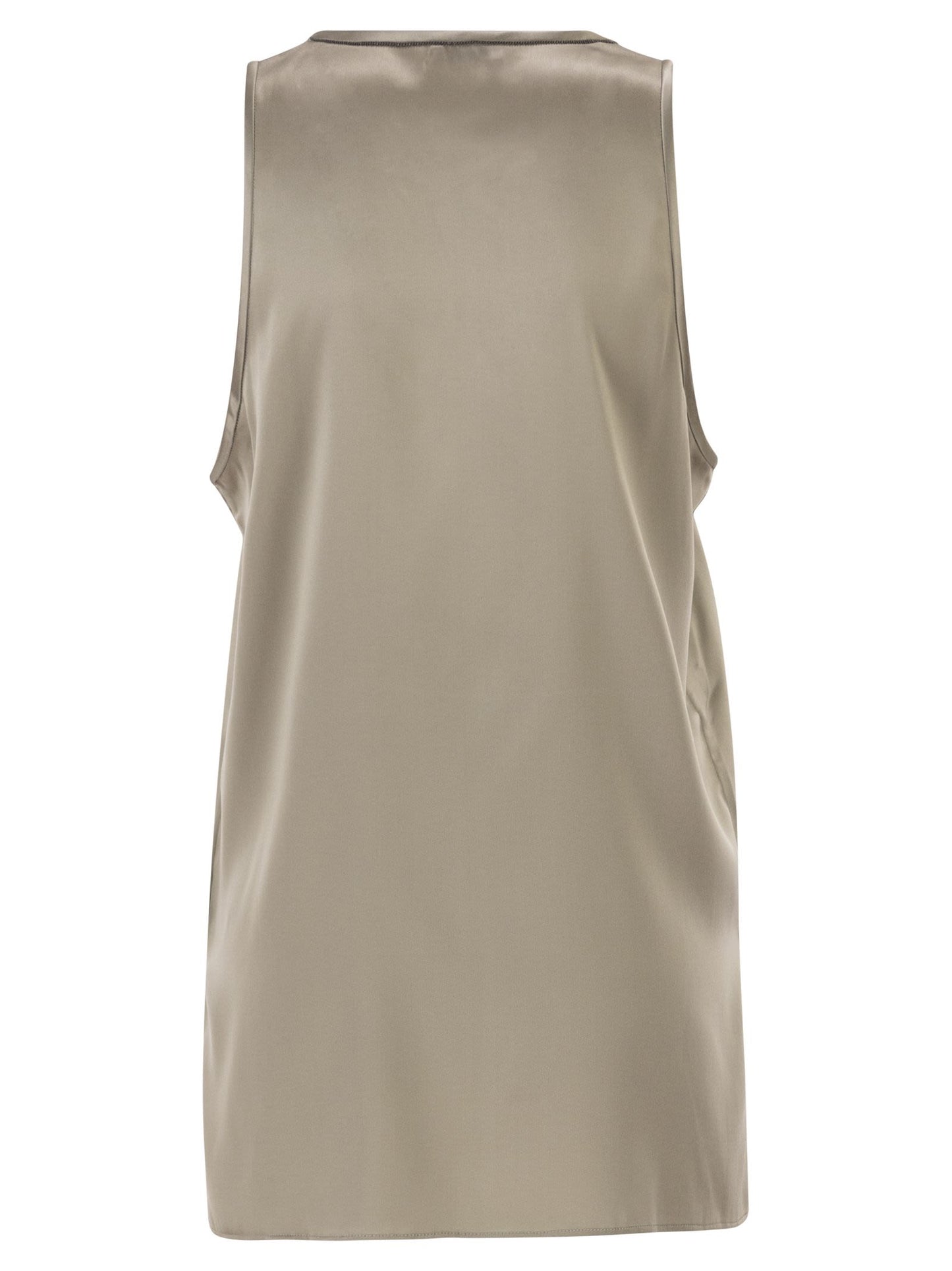 Brunello Cucinelli Women Stretch Silk Satin Crew Neck Top
