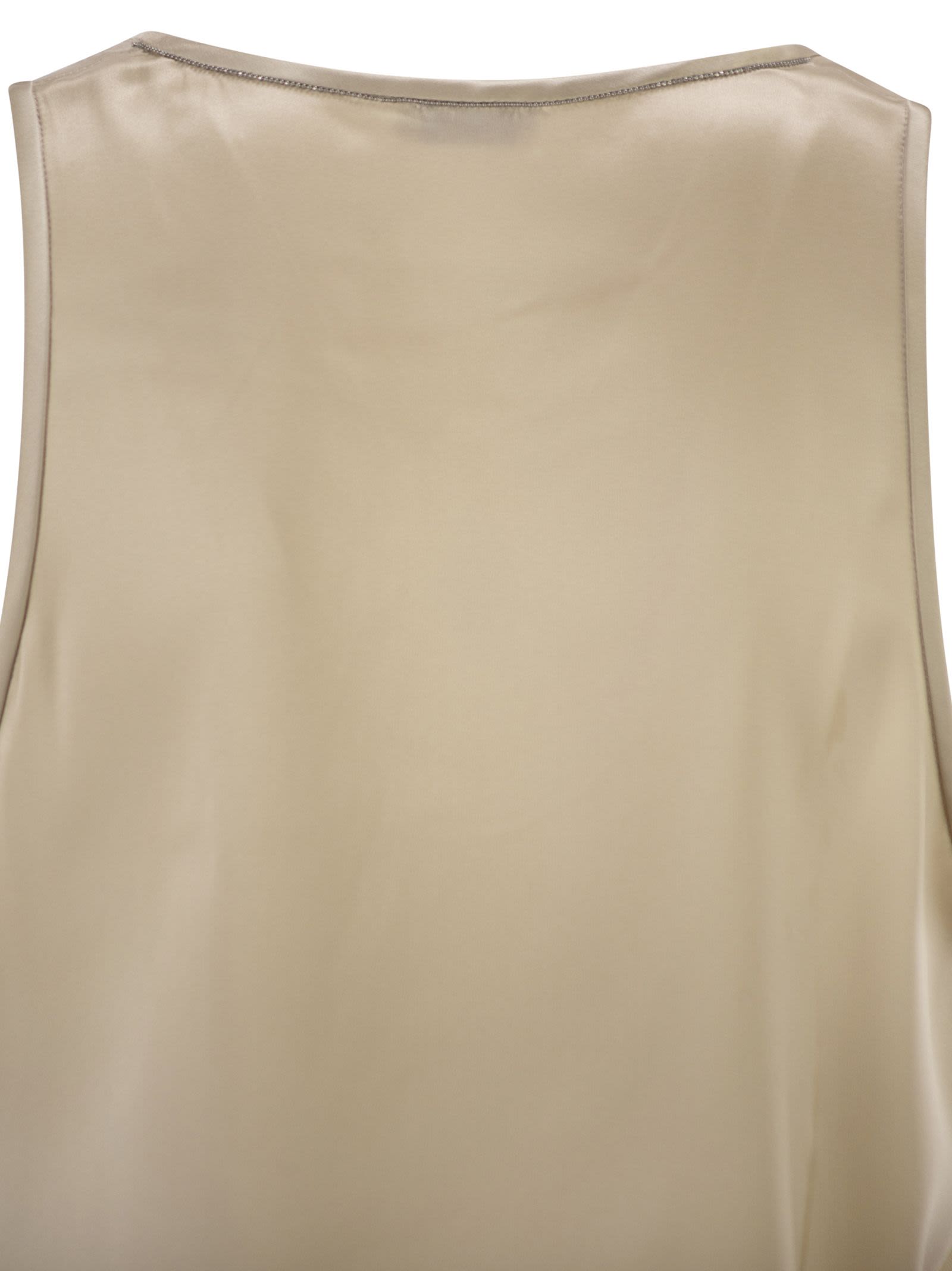 Brunello Cucinelli Women Stretch Silk Satin Crew Neck Top BRUNELLO CUCINELLI