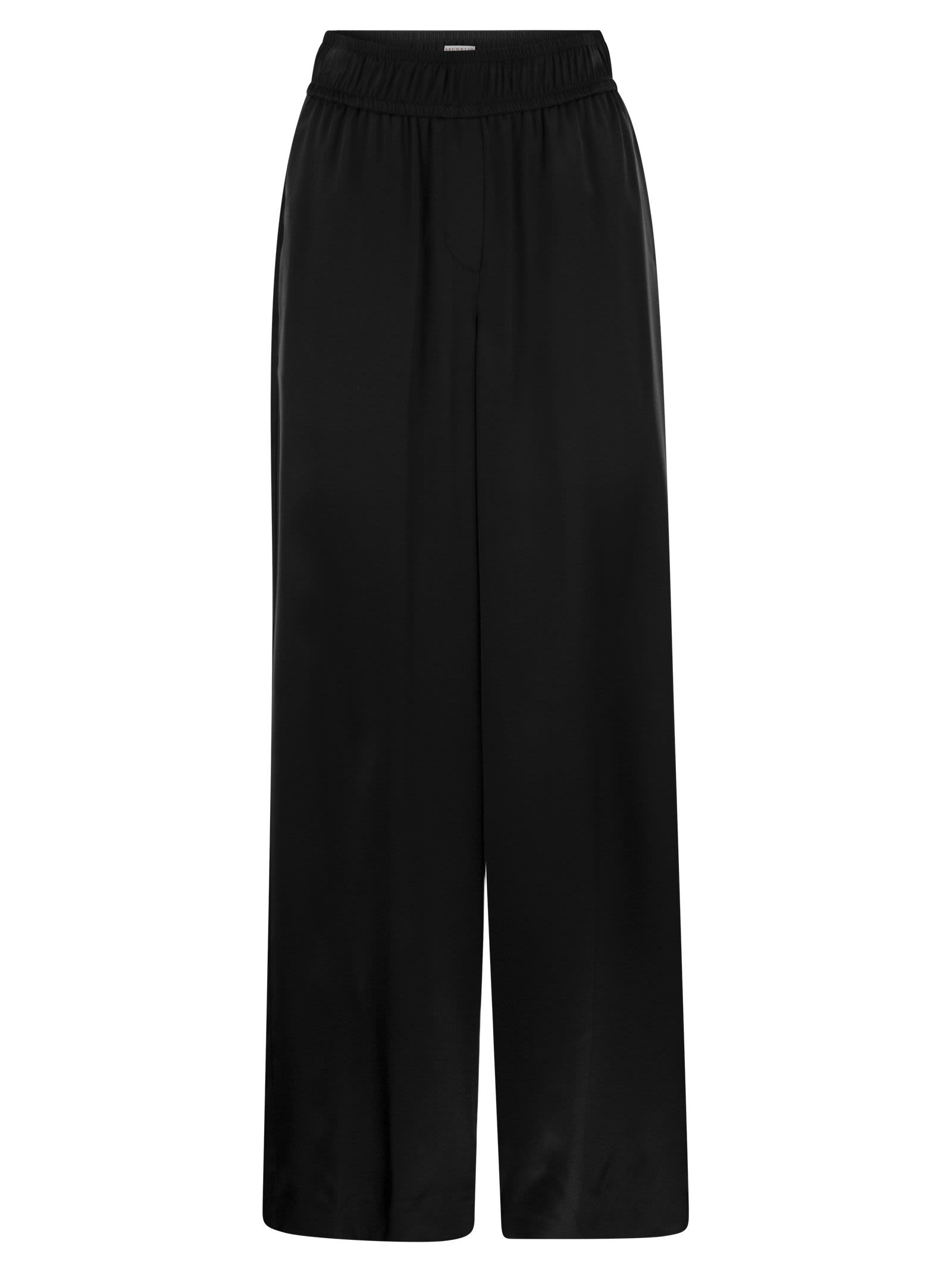Brunello Cucinelli Women Track Trousers In Stretch Silk Satin BRUNELLO CUCINELLI