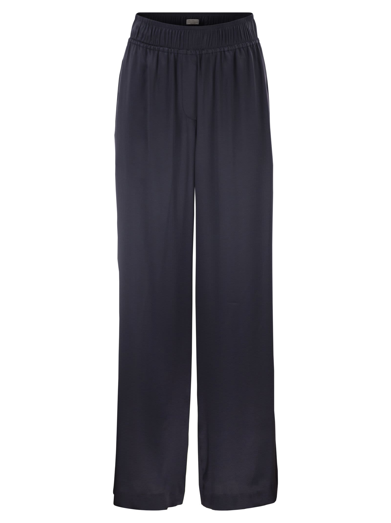 Brunello Cucinelli Women Track Trousers In Stretch Silk Satin BRUNELLO CUCINELLI