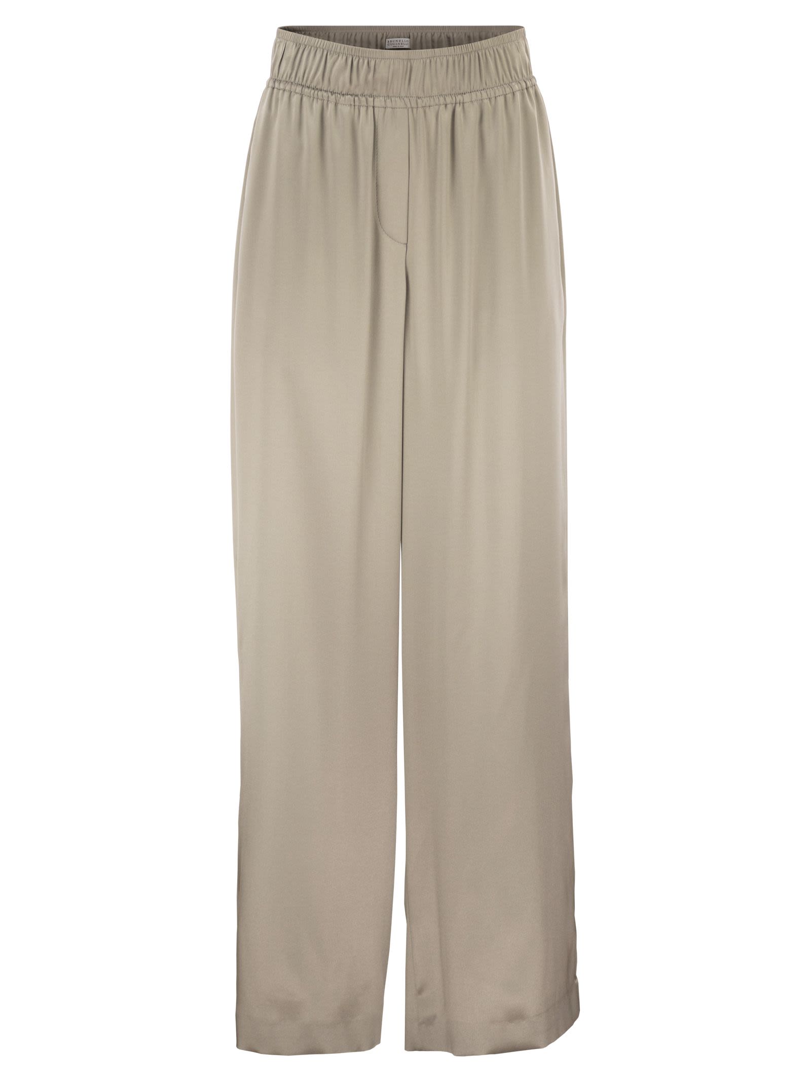 Brunello Cucinelli Women Track Trousers In Stretch Silk Satin BRUNELLO CUCINELLI