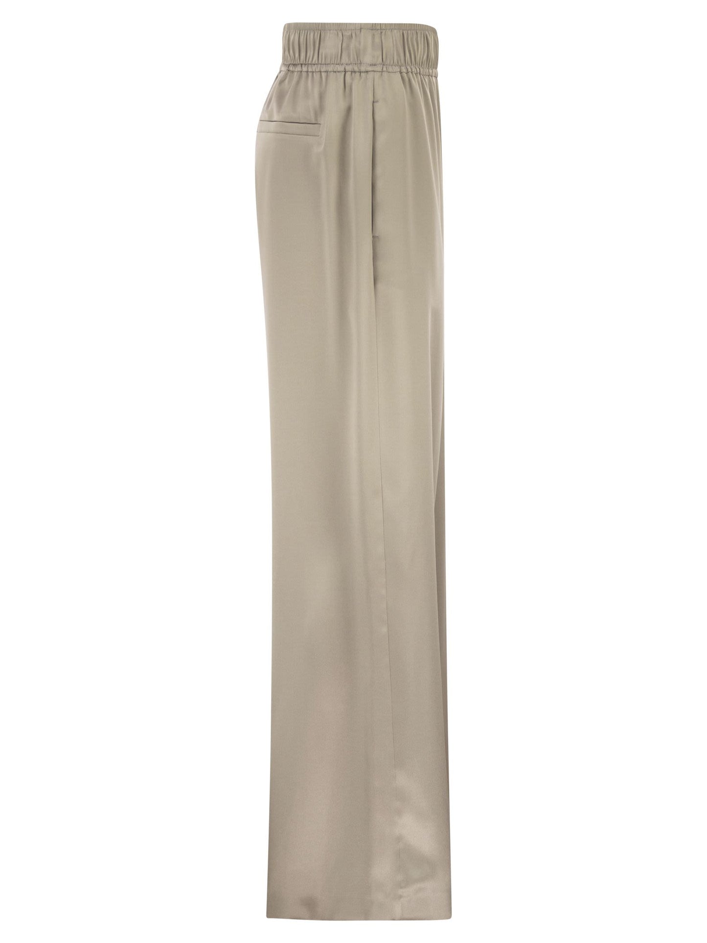 Brunello Cucinelli Women Track Trousers In Stretch Silk Satin BRUNELLO CUCINELLI