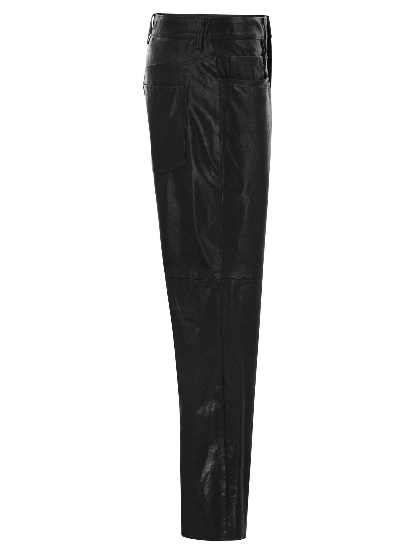Brunello Cucinelli Women Wide Five-Pocket Trousers In Smooth Nappa Leather BRUNELLO CUCINELLI