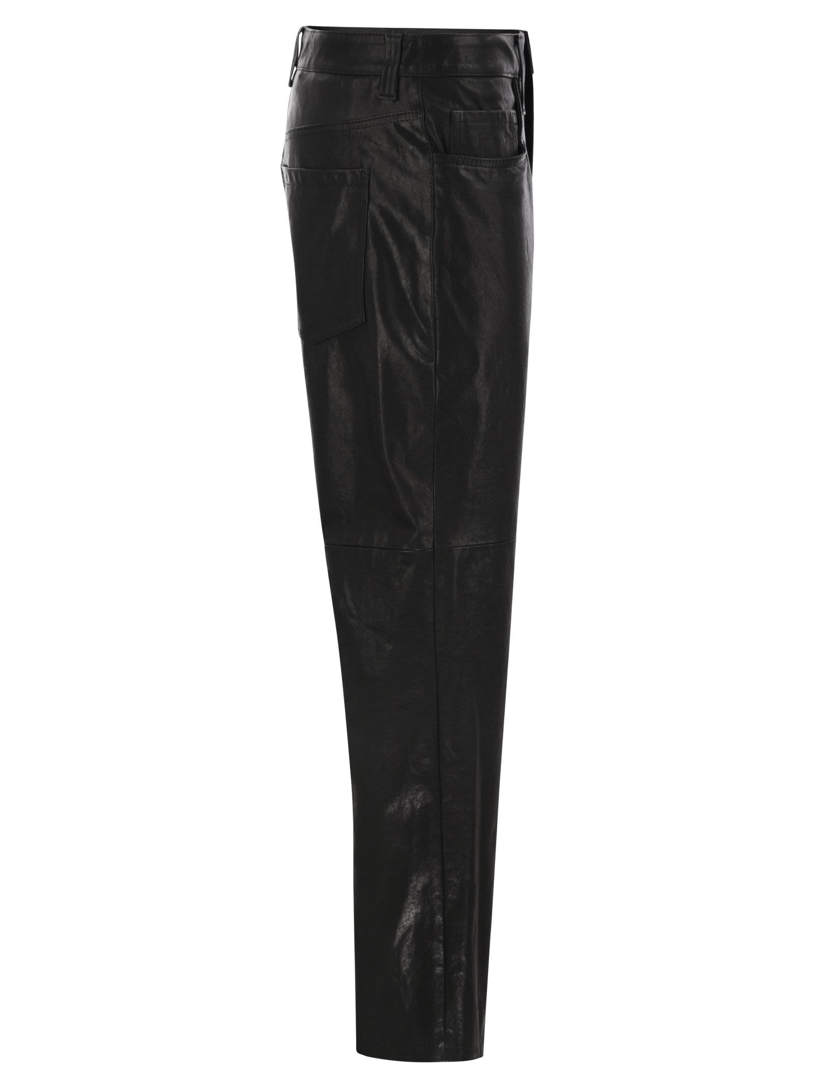 Brunello Cucinelli Women Wide Five-Pocket Trousers In Smooth Nappa Leather BRUNELLO CUCINELLI