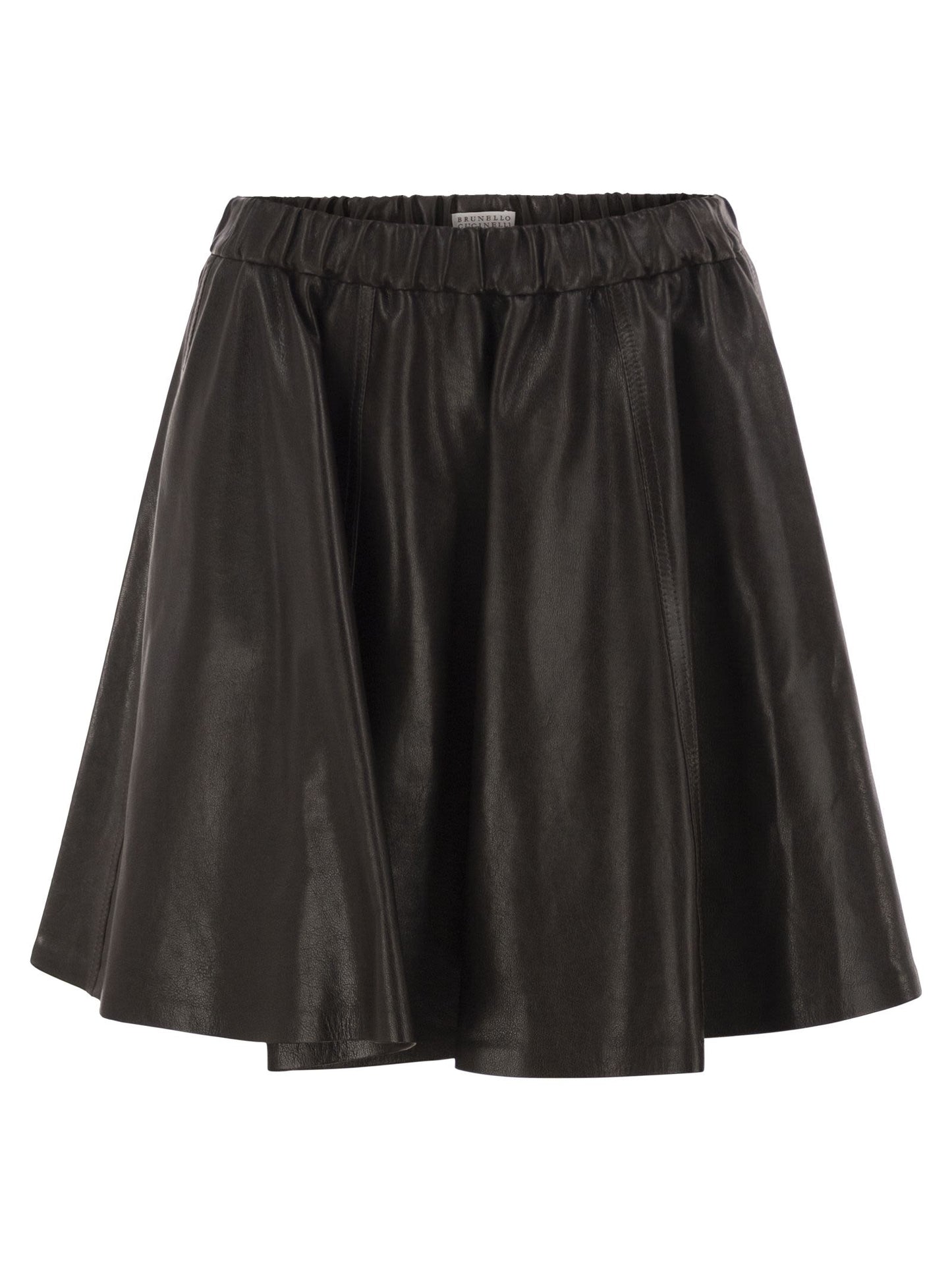Brunello Cucinelli Women Flared Nappa Leather Skirt With Elasticated Waist BRUNELLO CUCINELLI