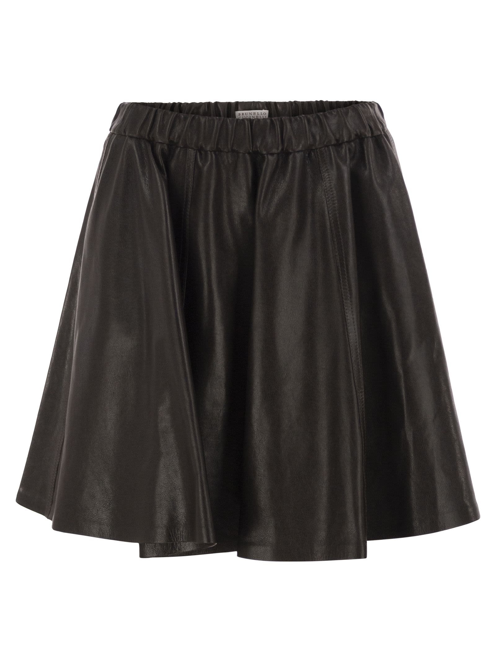 Brunello Cucinelli Women Flared Nappa Leather Skirt With Elasticated Waist BRUNELLO CUCINELLI