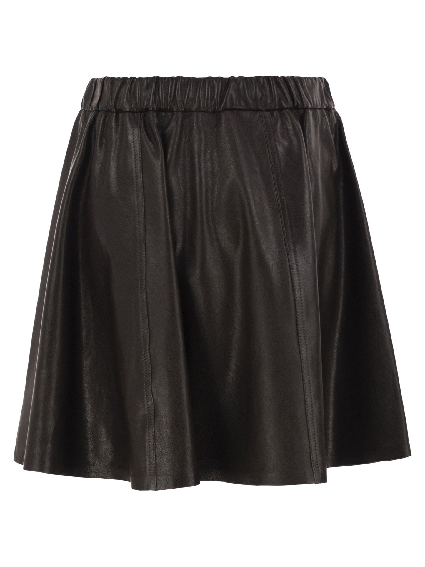 Brunello Cucinelli Women Flared Nappa Leather Skirt With Elasticated Waist BRUNELLO CUCINELLI
