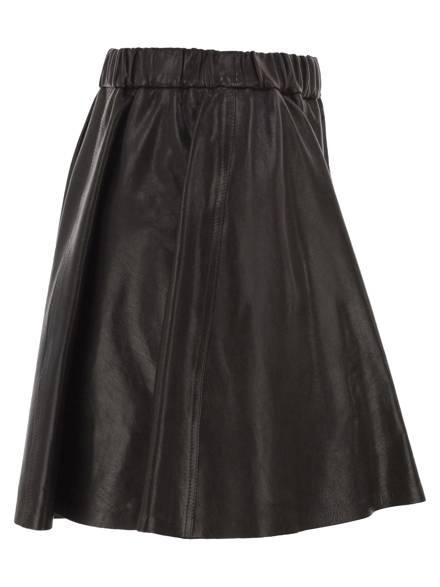 Brunello Cucinelli Women Flared Nappa Leather Skirt With Elasticated Waist BRUNELLO CUCINELLI