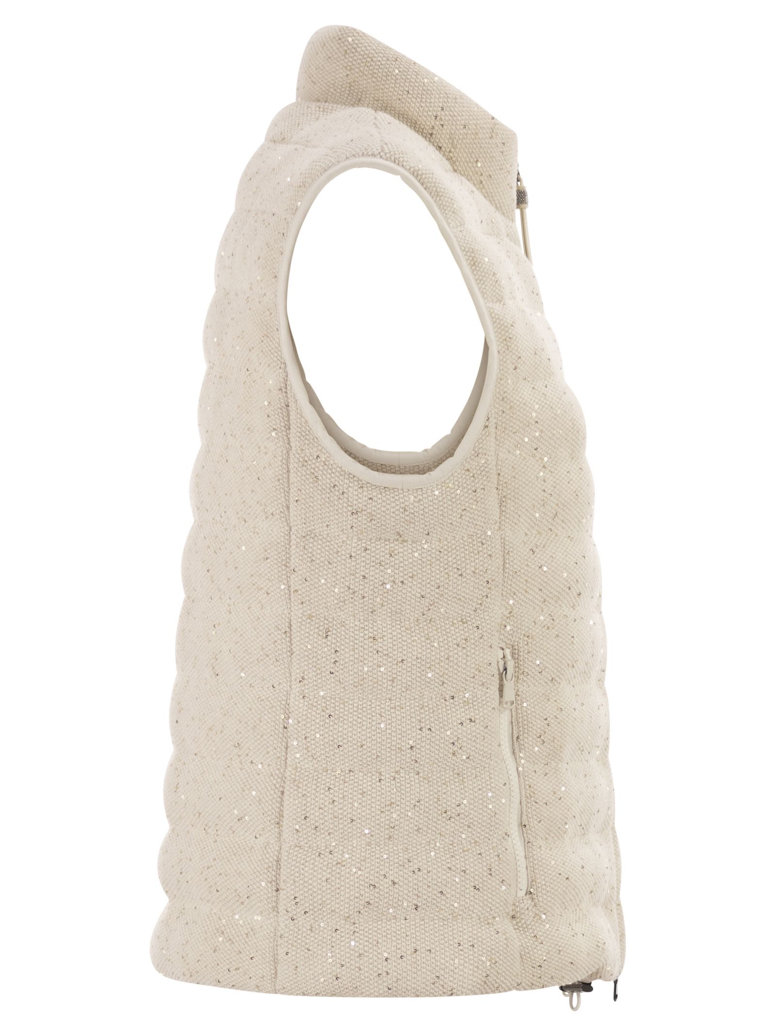 Brunello Cucinelli Women Padded Cotton Waistcoat With Sequins And Precious Details BRUNELLO CUCINELLI