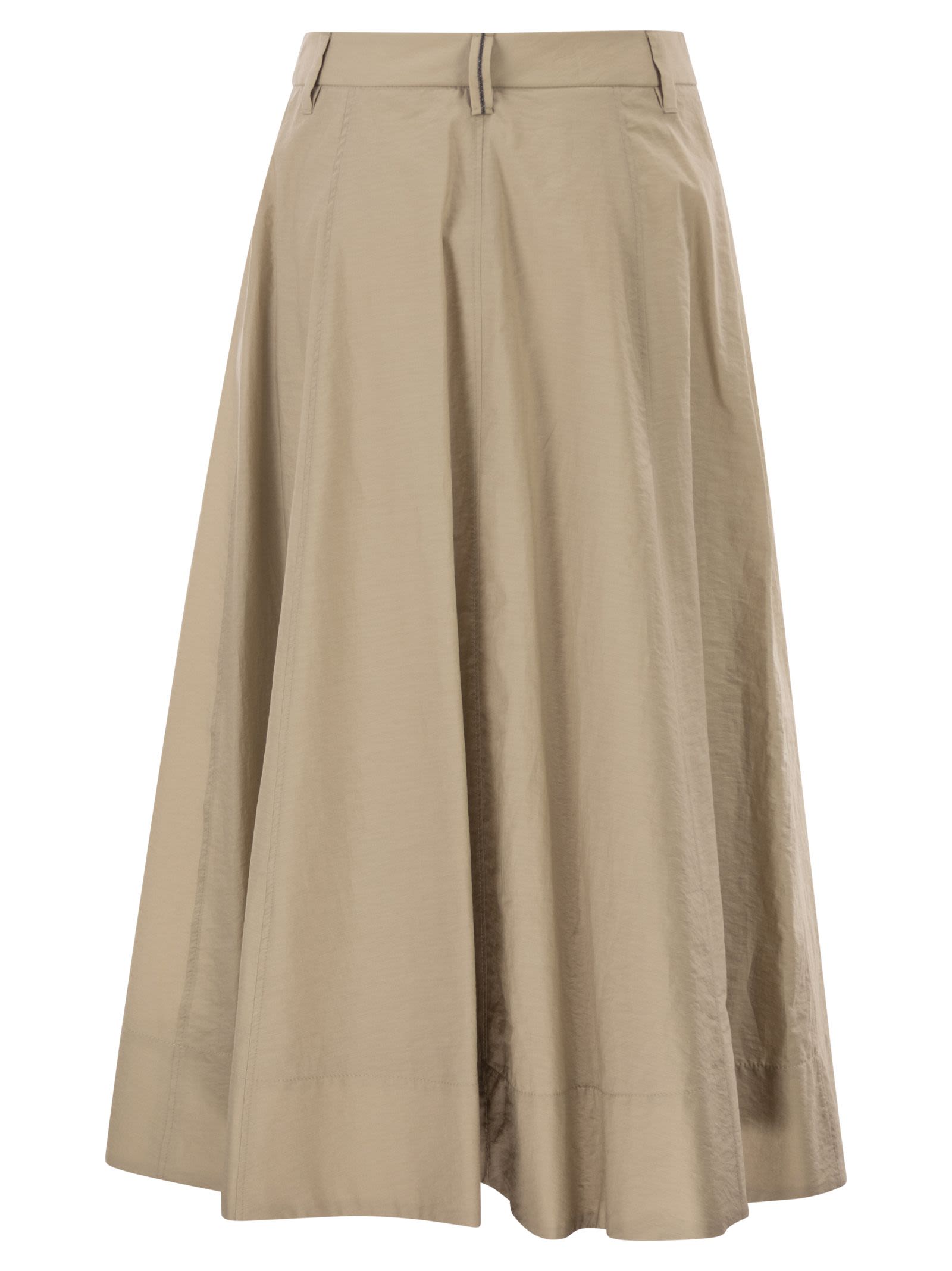 Brunello Cucinelli Women Sartorial Skirt In Techno Cotton Poplin With Jewellery BRUNELLO CUCINELLI