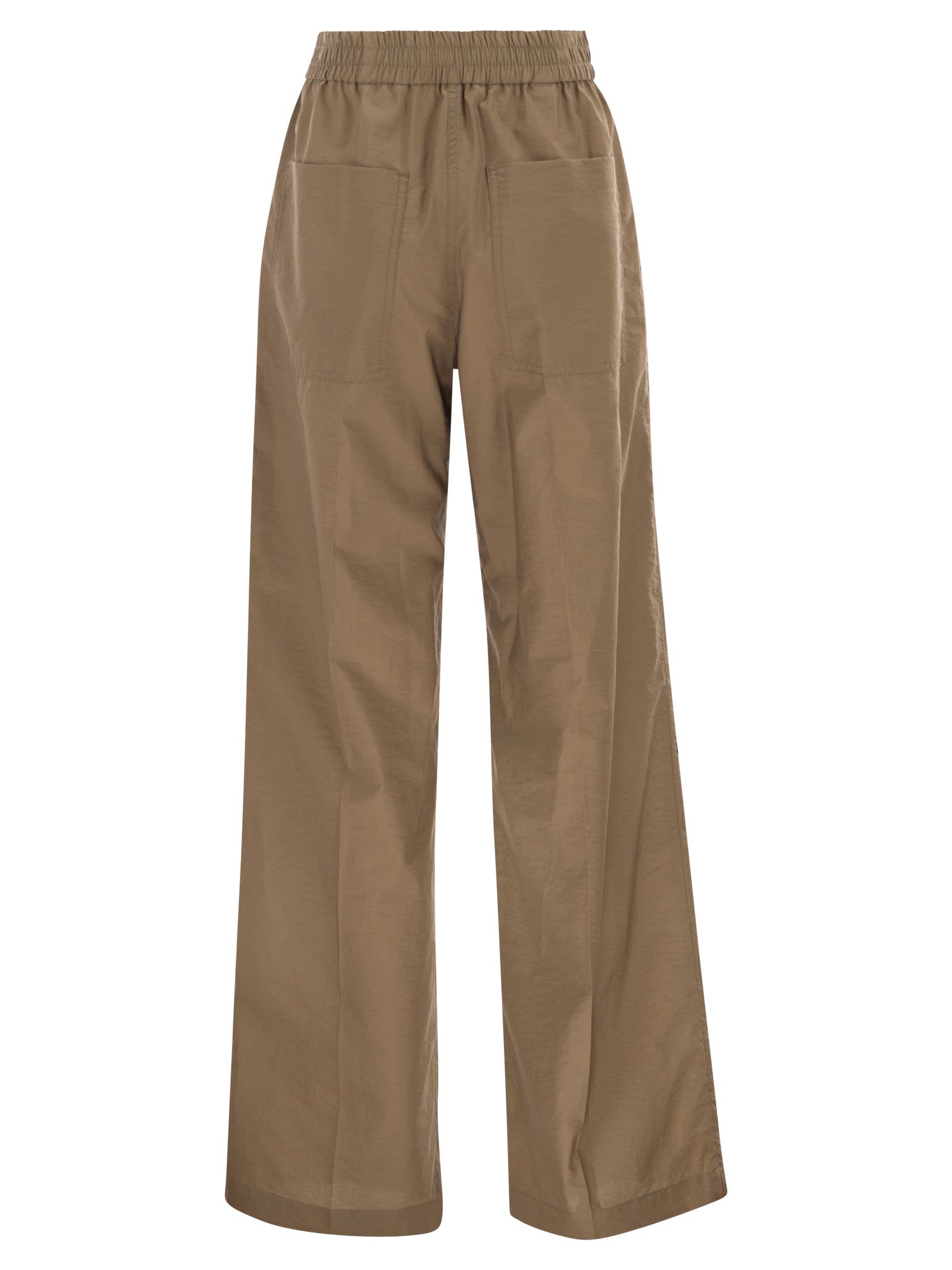 Brunello Cucinelli Women Wide-Leg Trousers In Cotton And Nylon Poplin With Elasticated Waistband BRUNELLO CUCINELLI