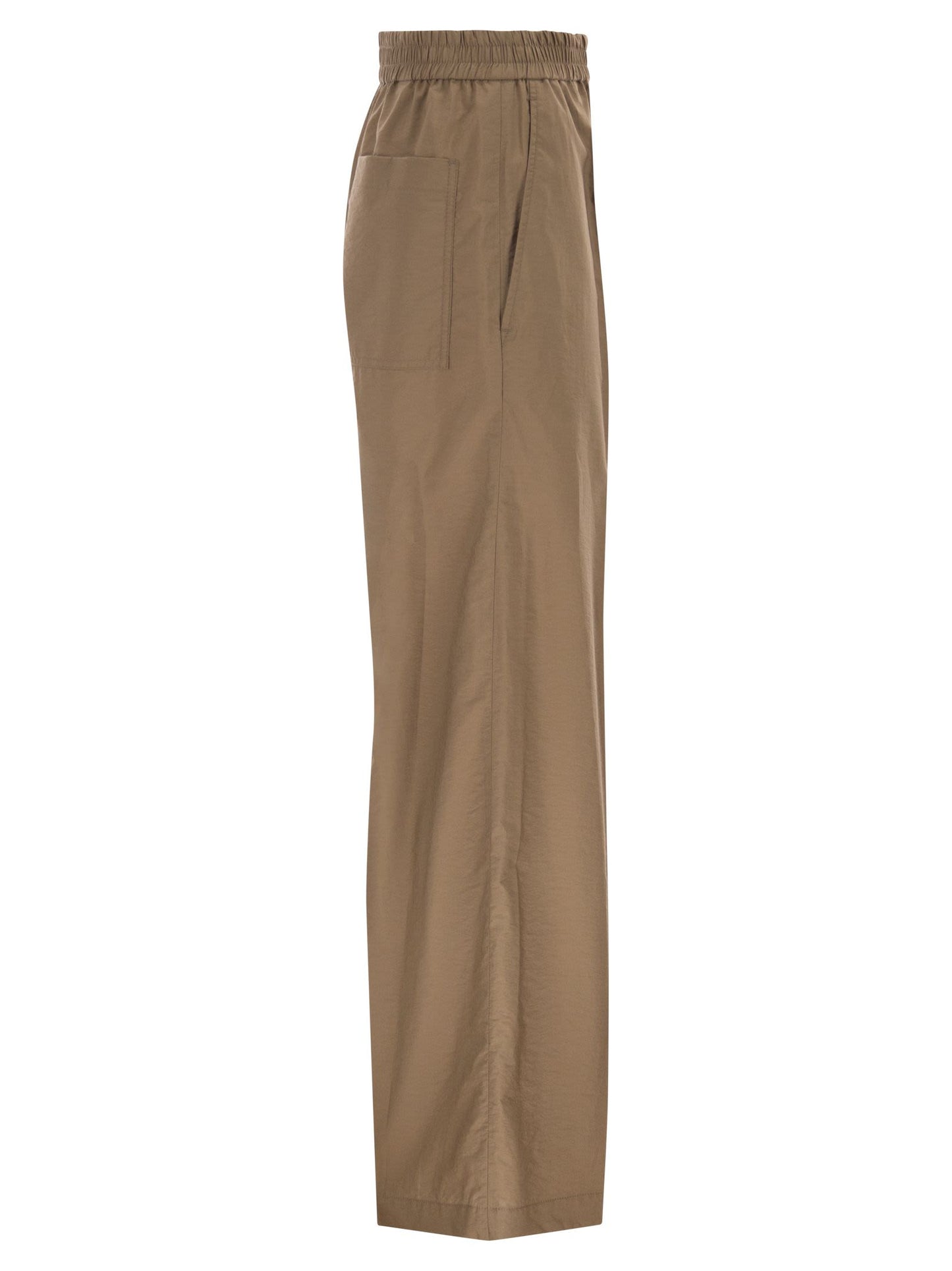 Brunello Cucinelli Women Wide-Leg Trousers In Cotton And Nylon Poplin With Elasticated Waistband BRUNELLO CUCINELLI