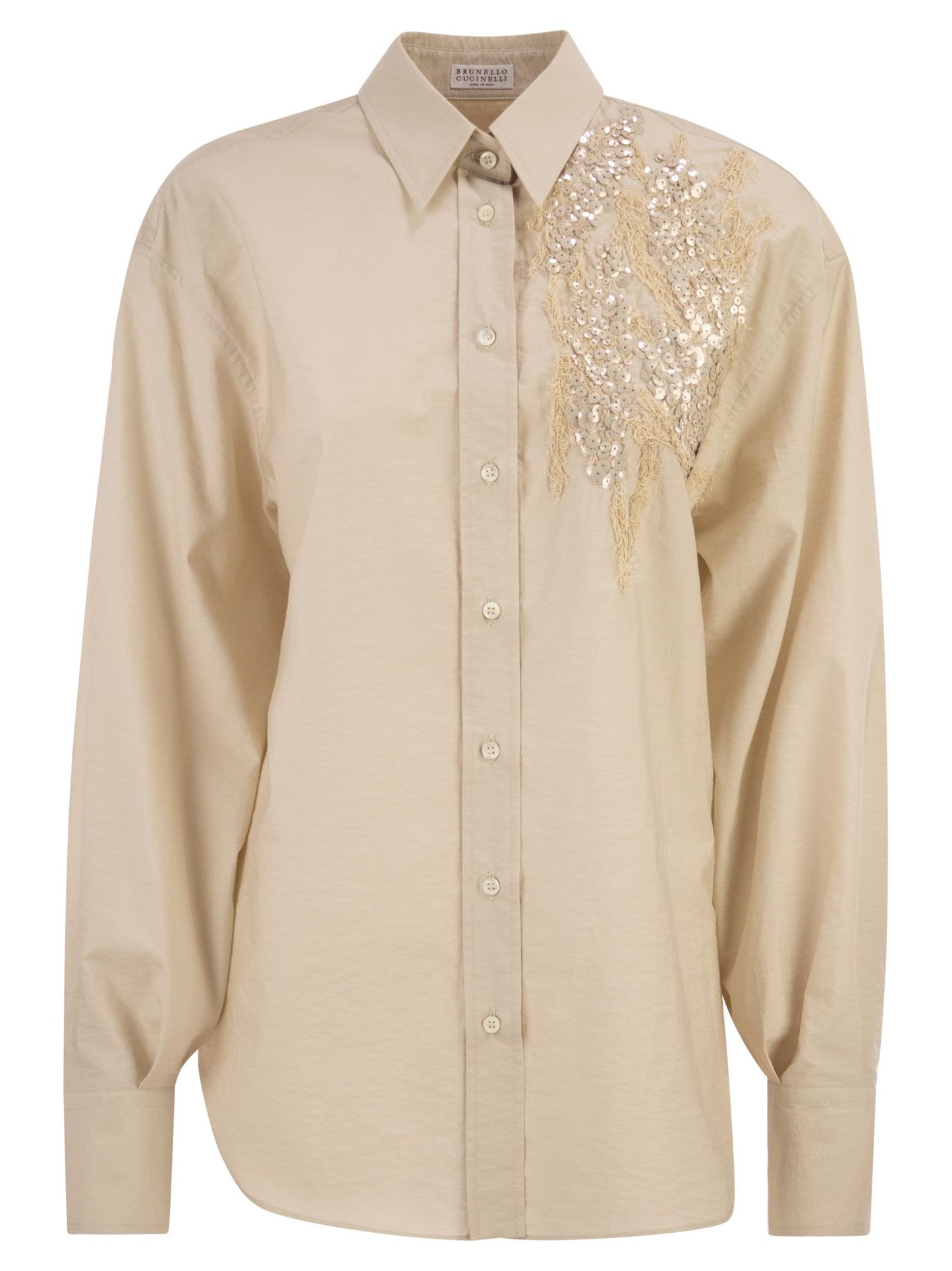Brunello Cucinelli Women Shirt With Floral Embroidery And Sequins BRUNELLO CUCINELLI