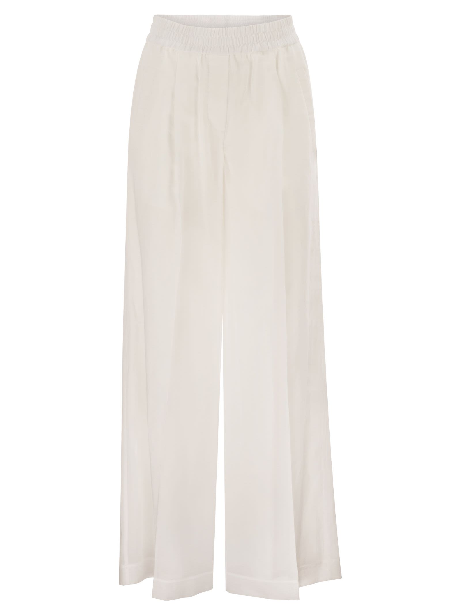 Brunello Cucinelli Women Loose Track Trousers In Cotton Organza BRUNELLO CUCINELLI