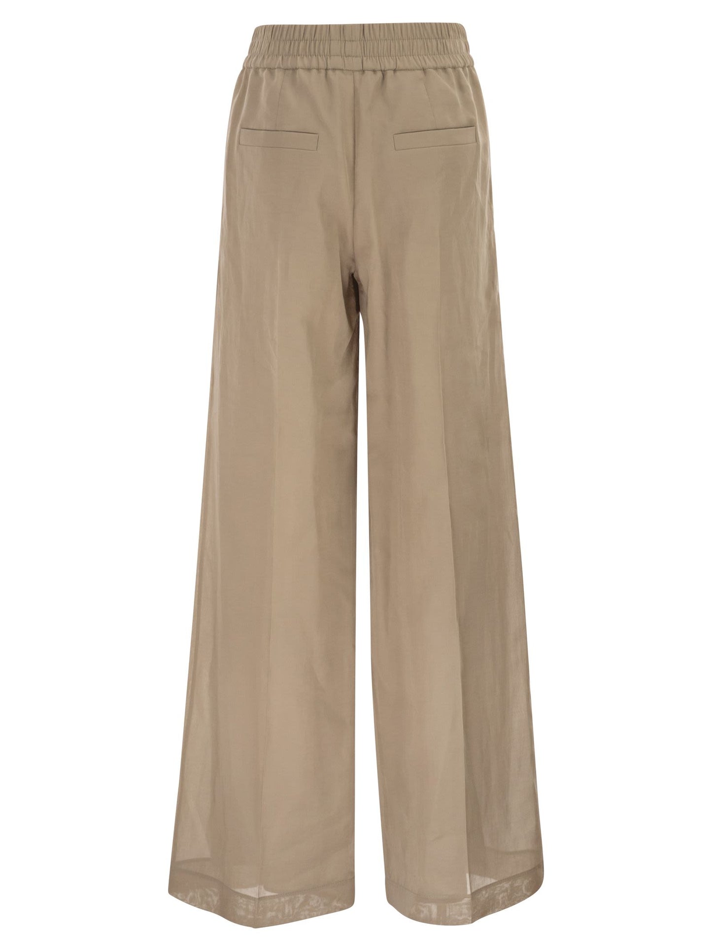 Brunello Cucinelli Women Loose Track Trousers In Cotton Organza BRUNELLO CUCINELLI