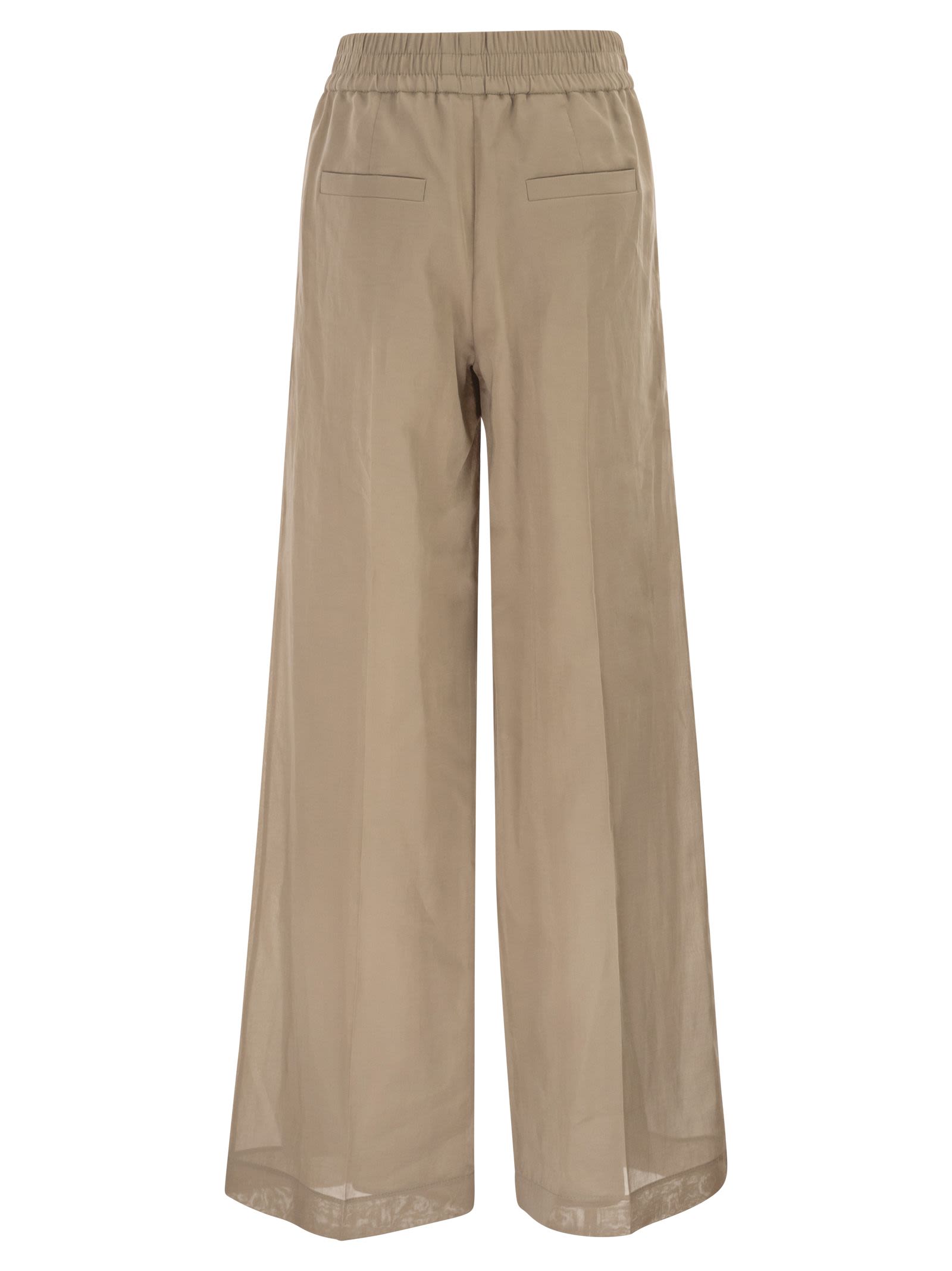 Brunello Cucinelli Women Loose Track Trousers In Cotton Organza BRUNELLO CUCINELLI