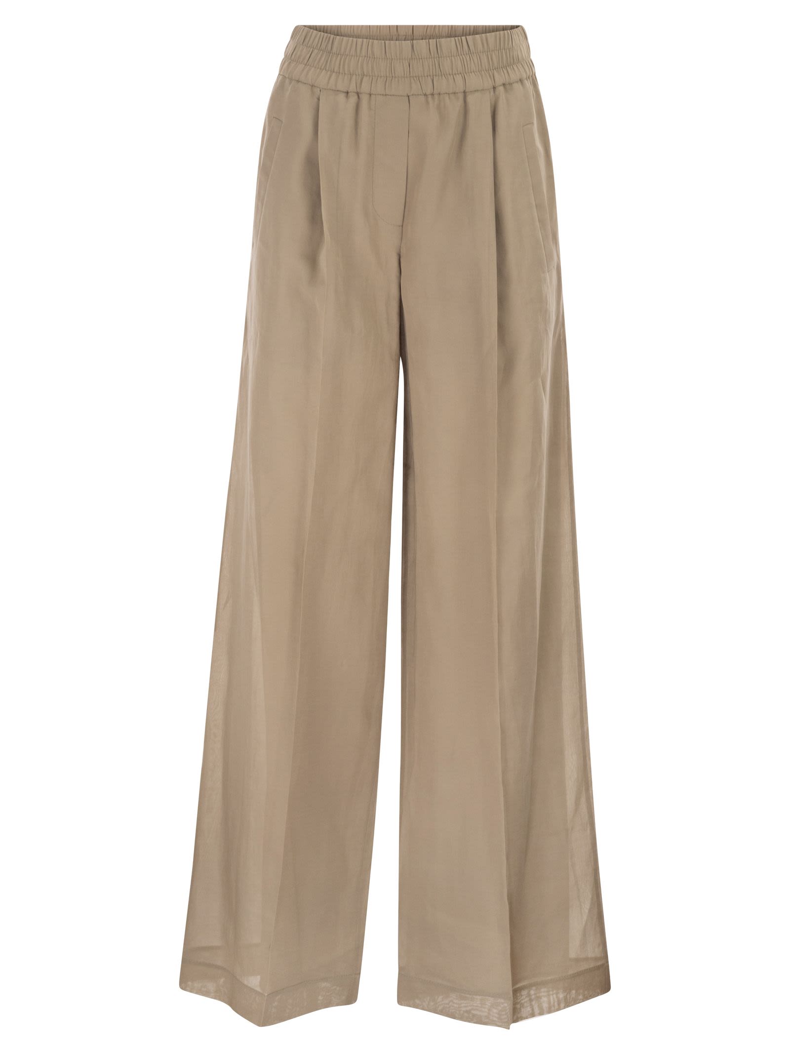 Brunello Cucinelli Women Loose Track Trousers In Cotton Organza BRUNELLO CUCINELLI