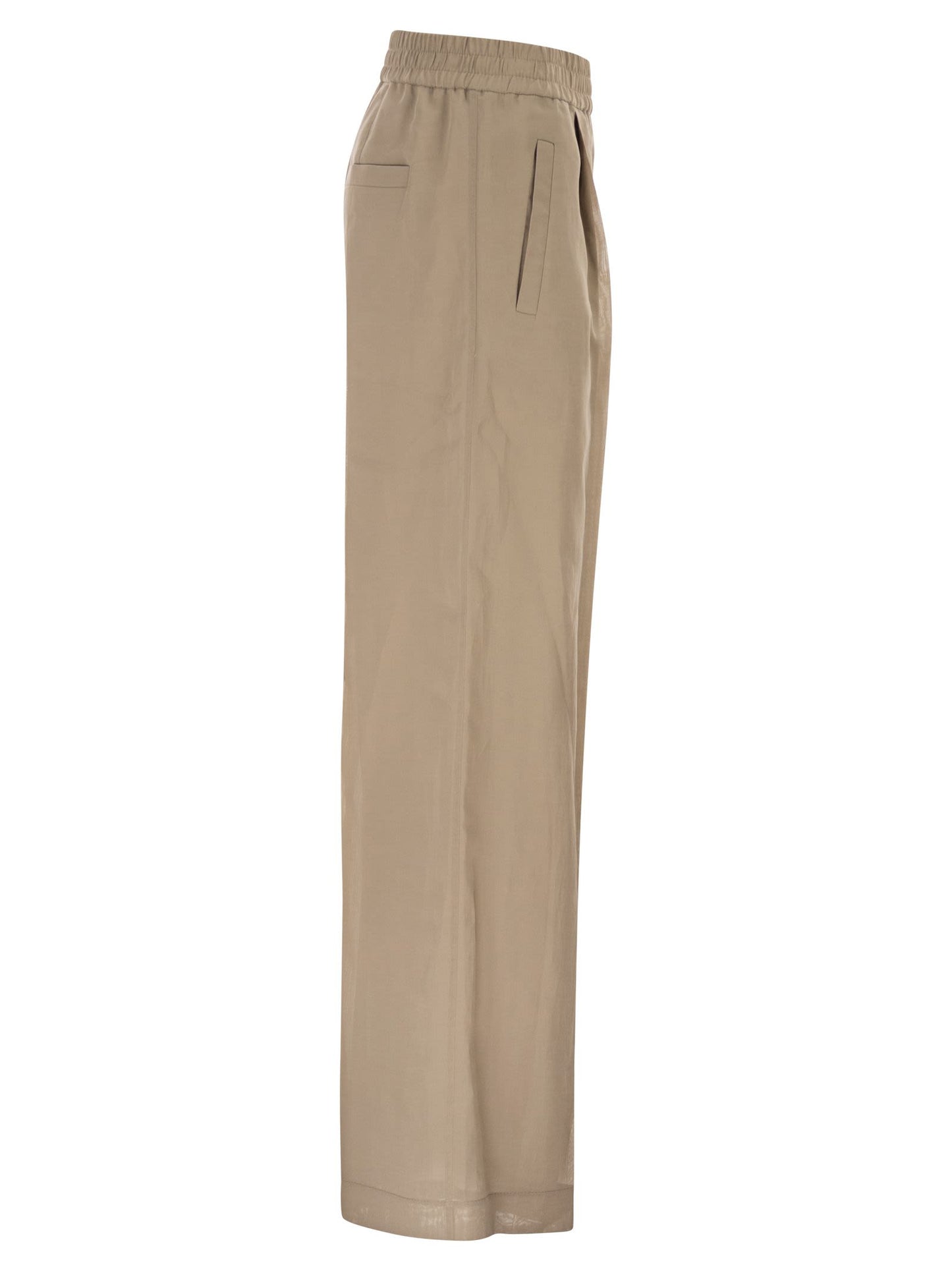 Brunello Cucinelli Women Loose Track Trousers In Cotton Organza BRUNELLO CUCINELLI