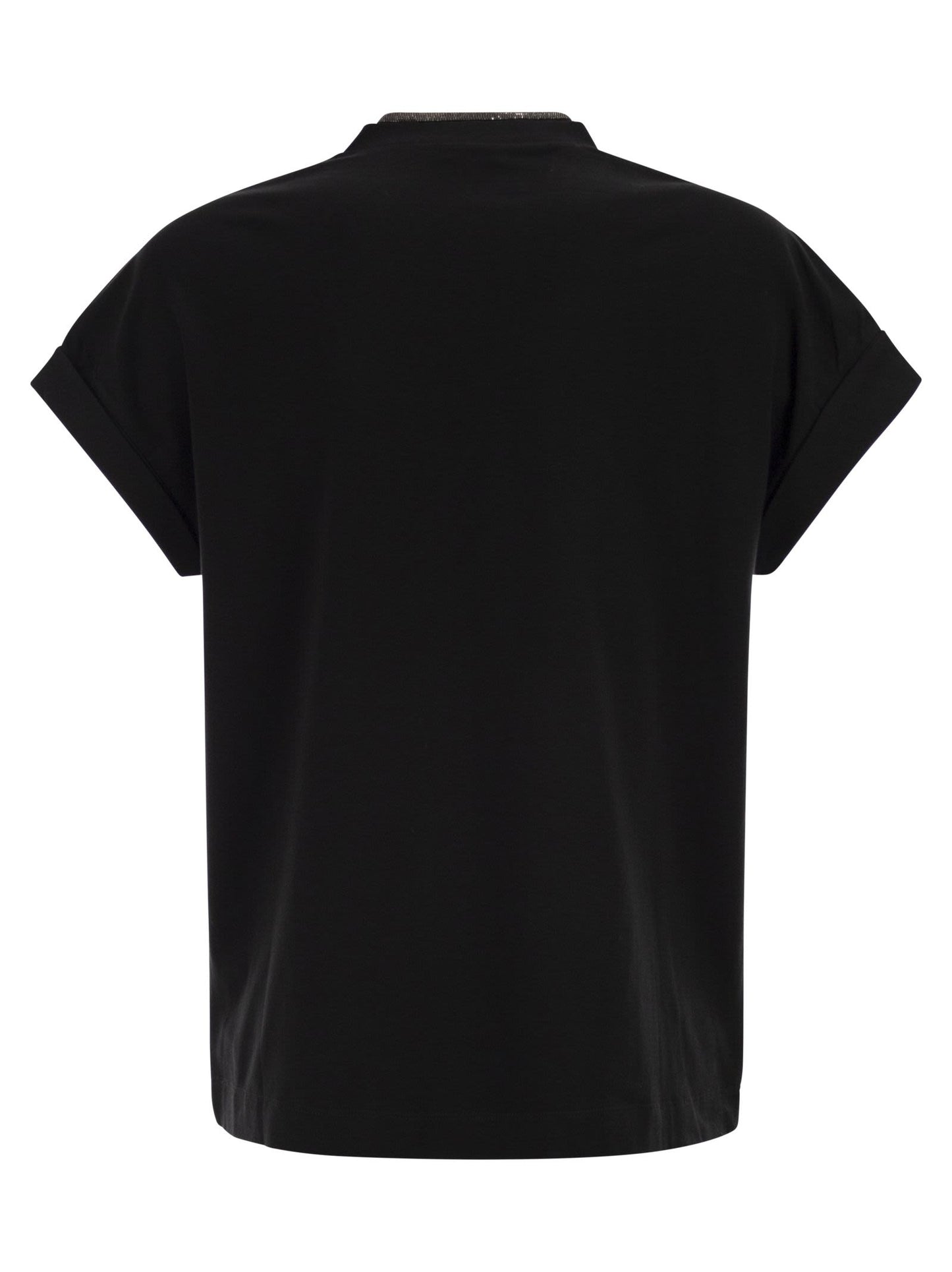 Brunello Cucinelli Women Stretch Cotton Jersey T-Shirt With Precious Neckline BRUNELLO CUCINELLI